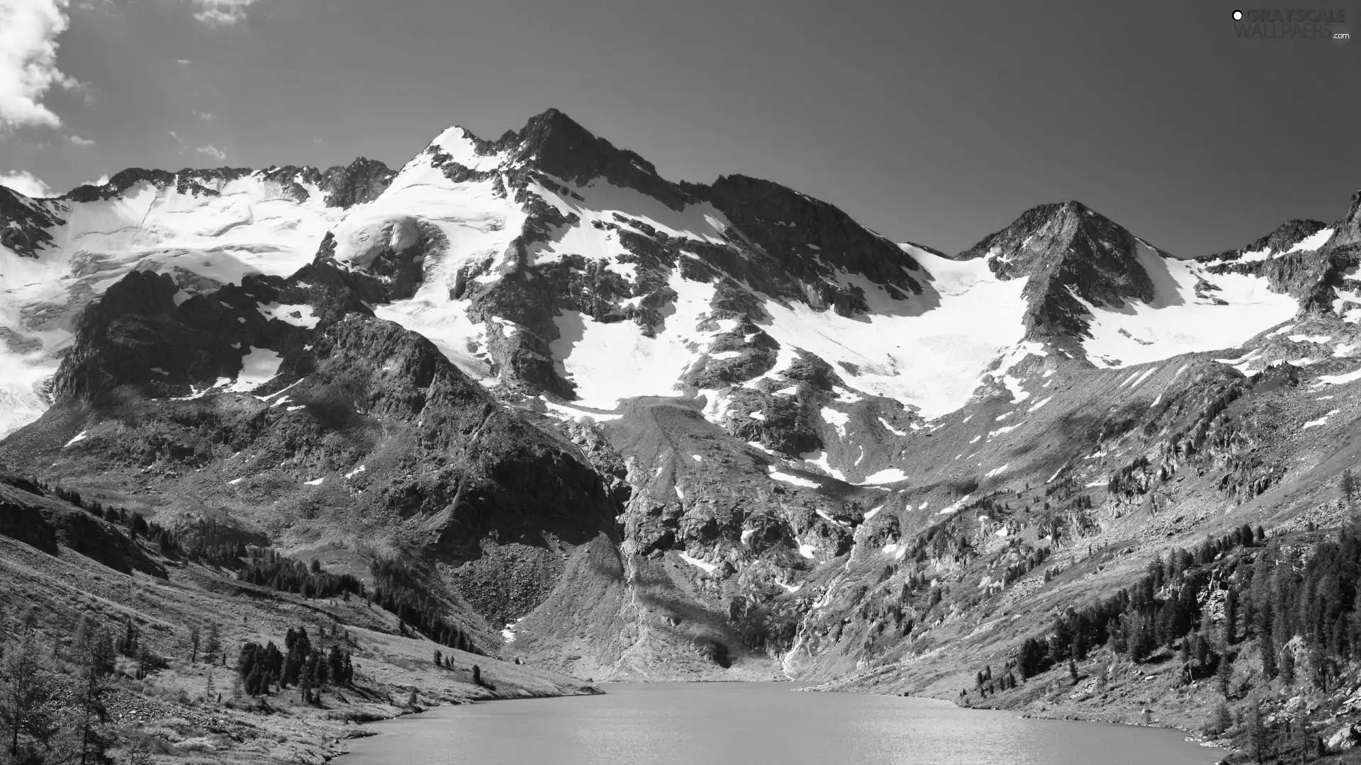 Mountains, lake