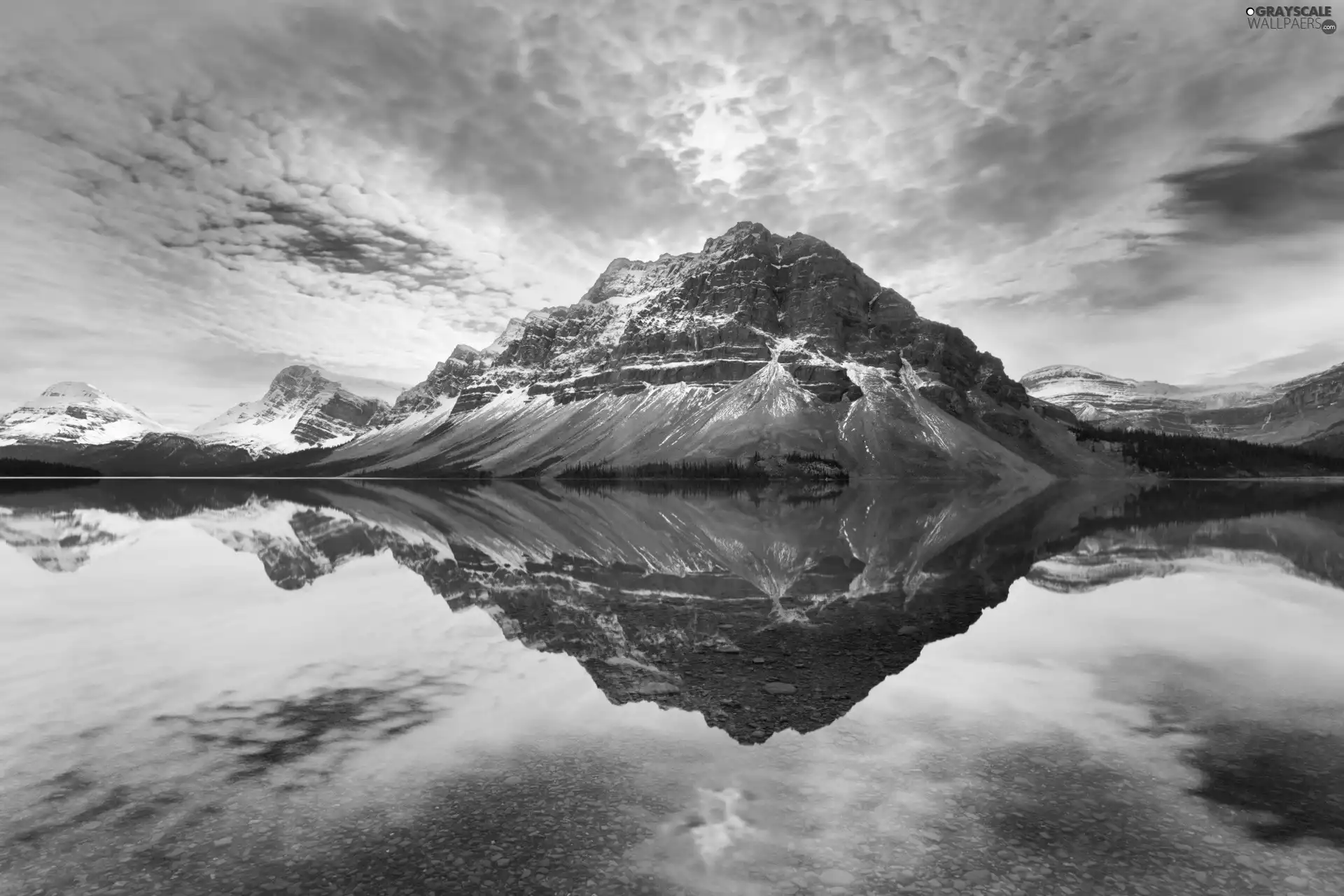 lake, clouds, Mountains