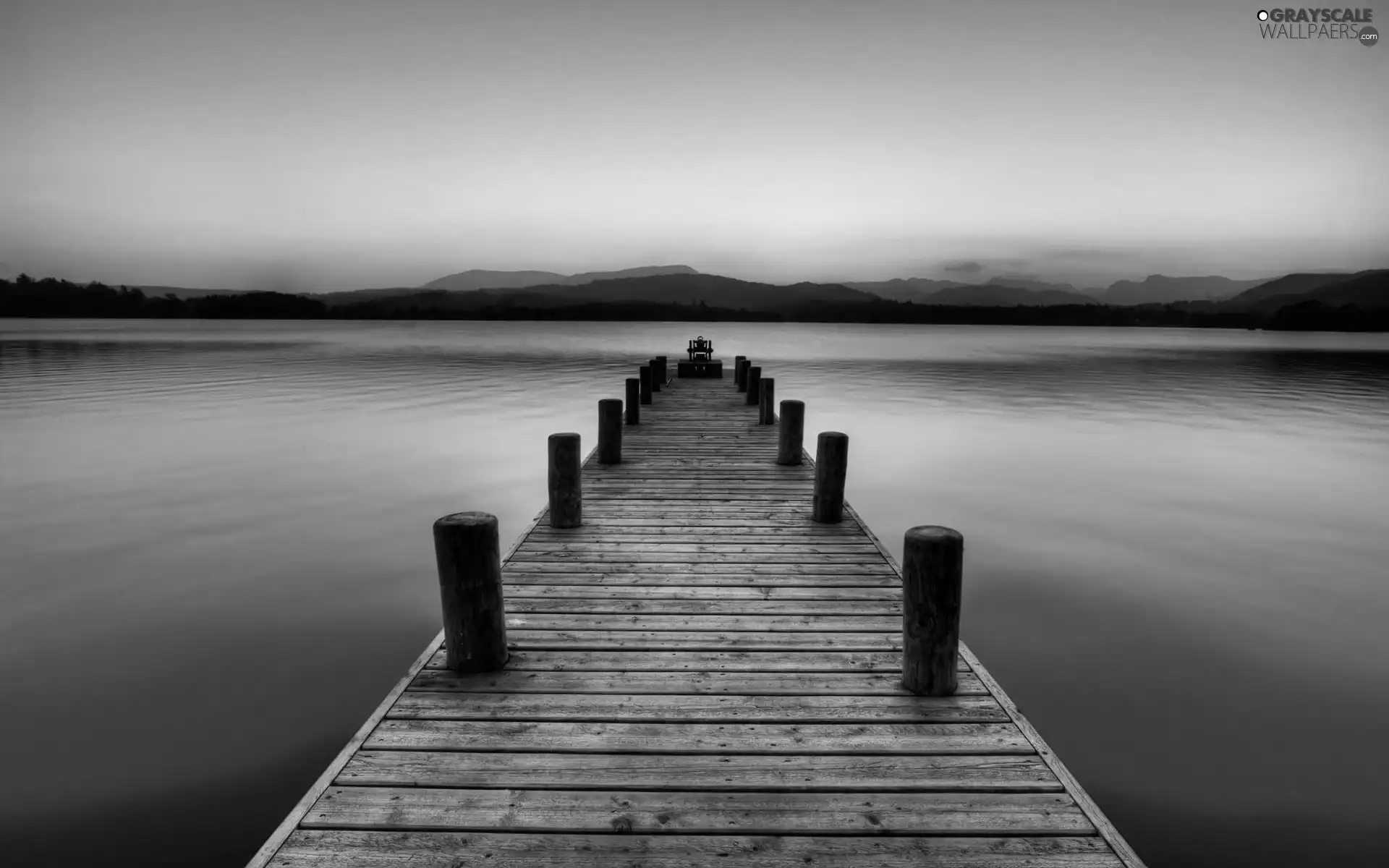 water, west, lake, Mountains, Platform, Sky