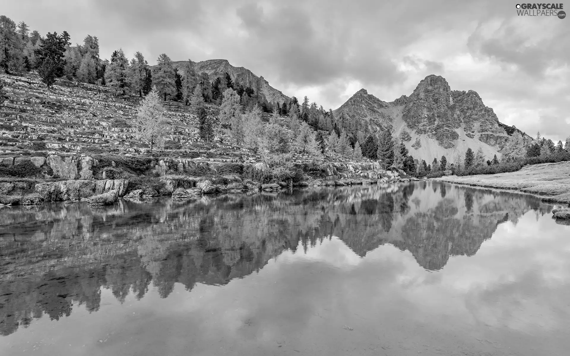 Mountains, autumn, reflection, lake