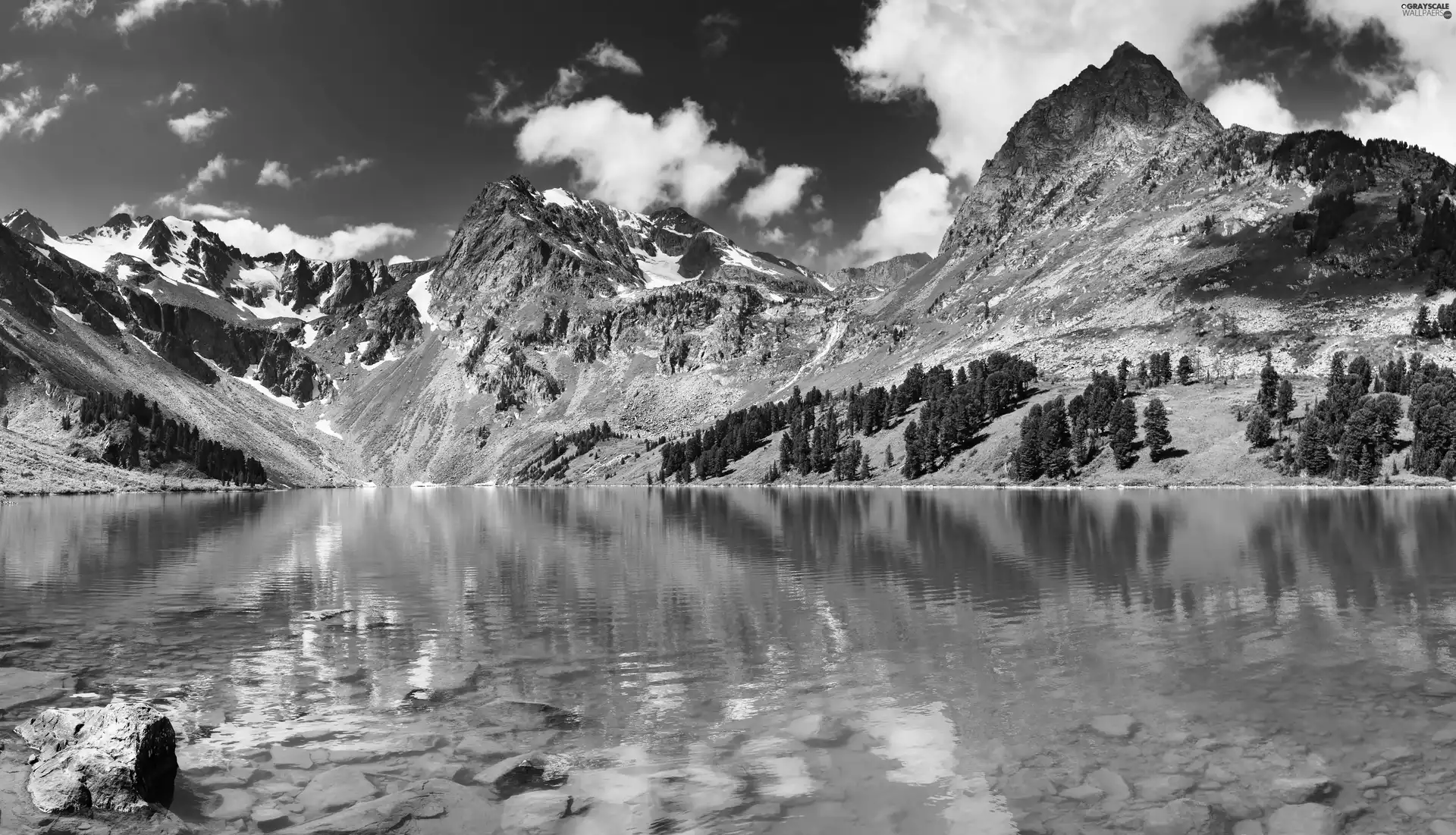 lake, summer, Mountains