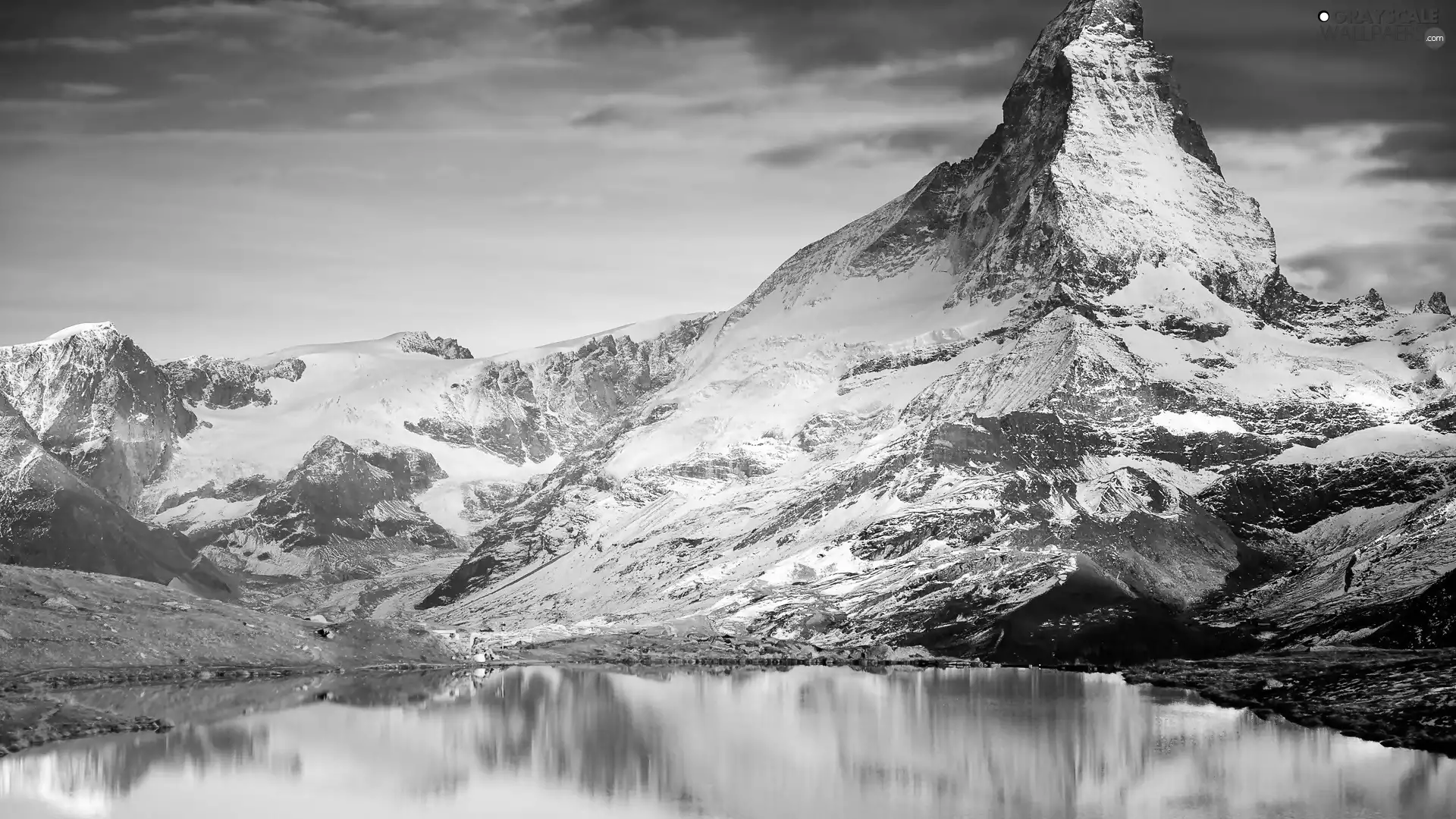 lake, winter, Mountains