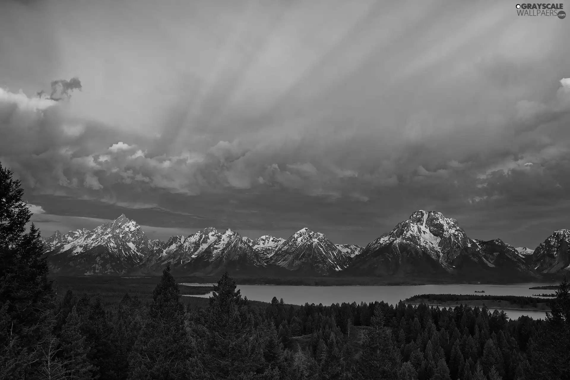 rays, rocks, lake, sun