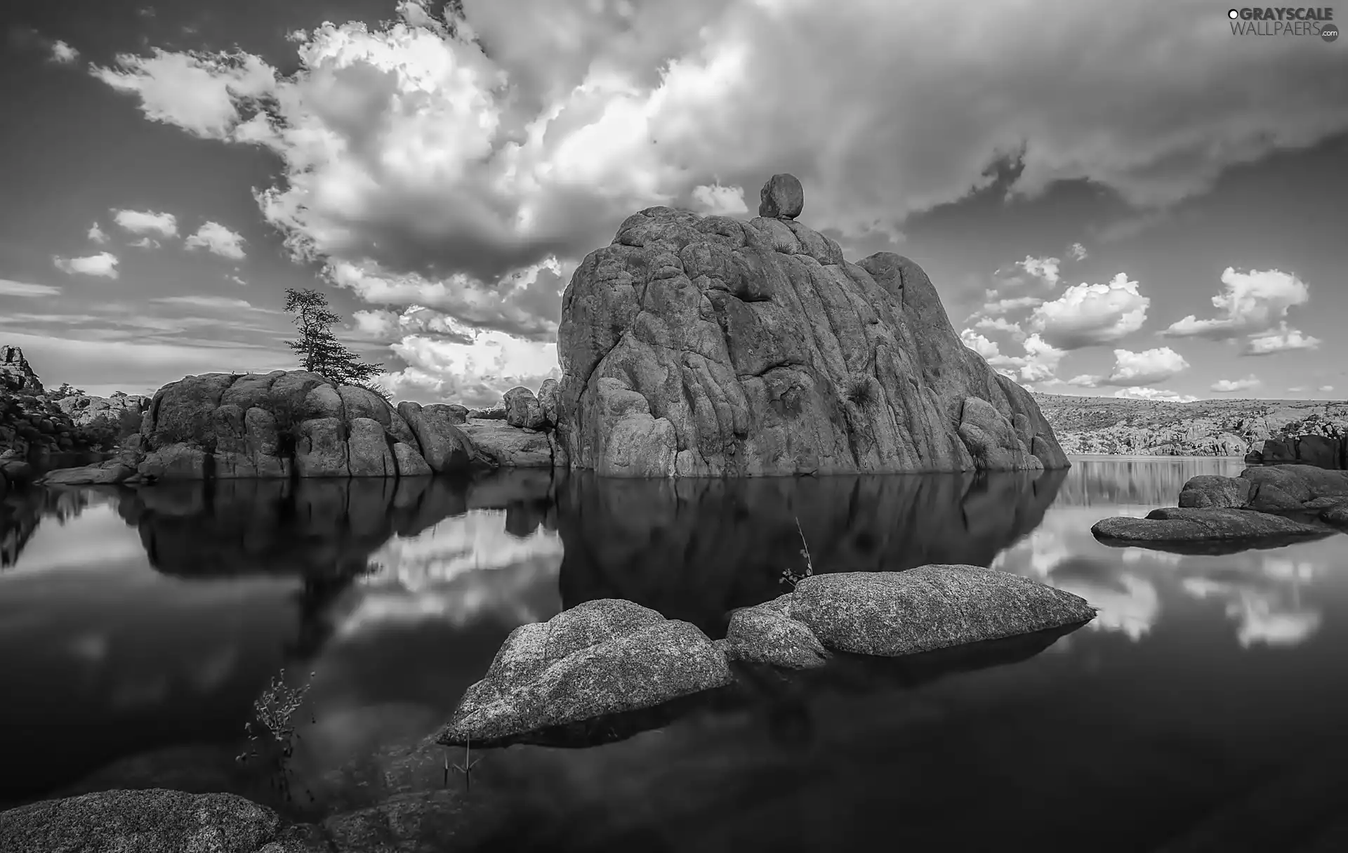 rocks, lake
