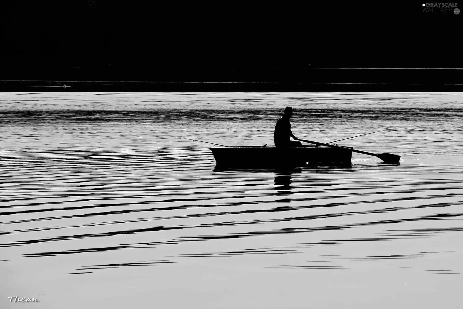 lake, Great Sunsets, an, Boat, Human