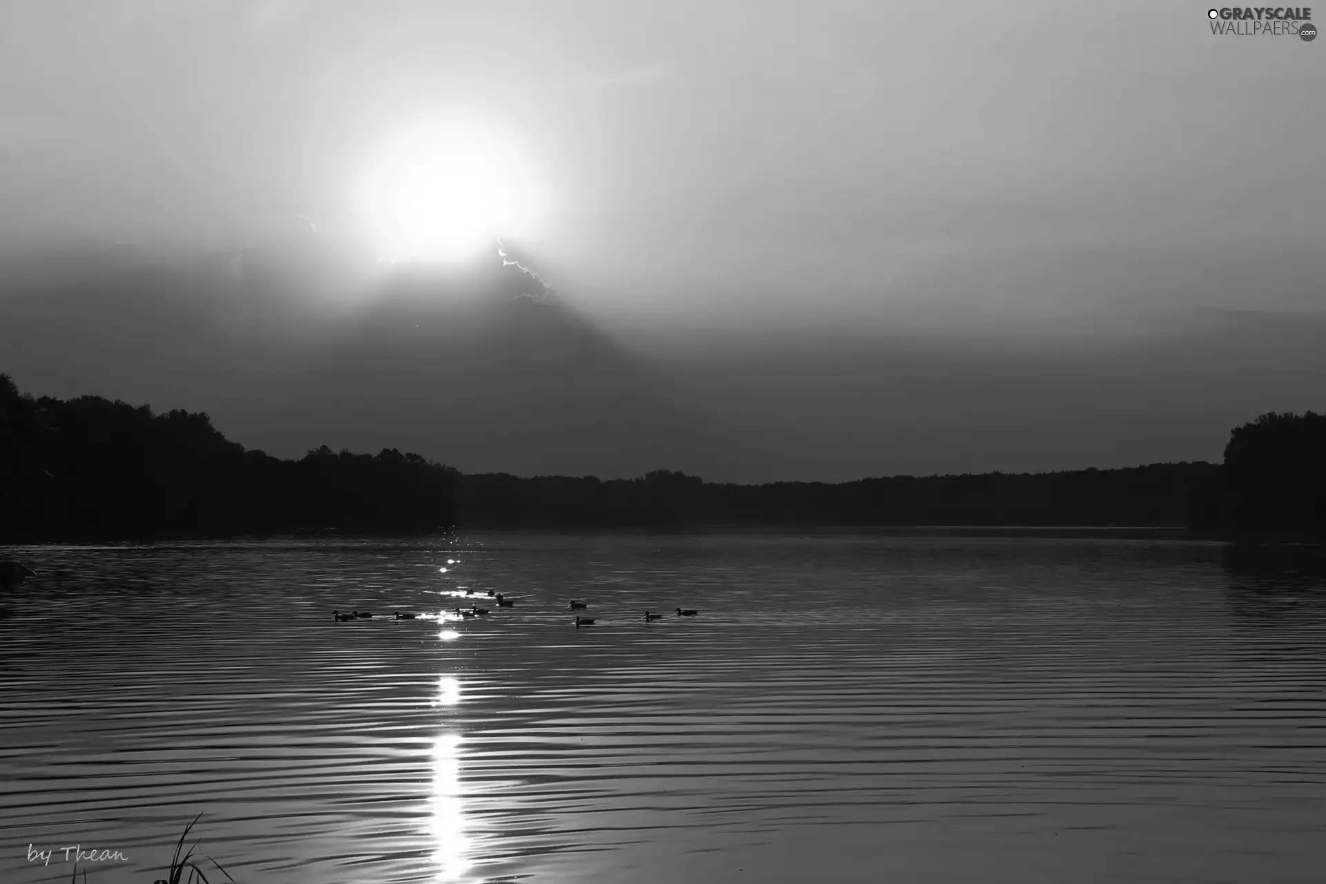 west, by, lake, sun