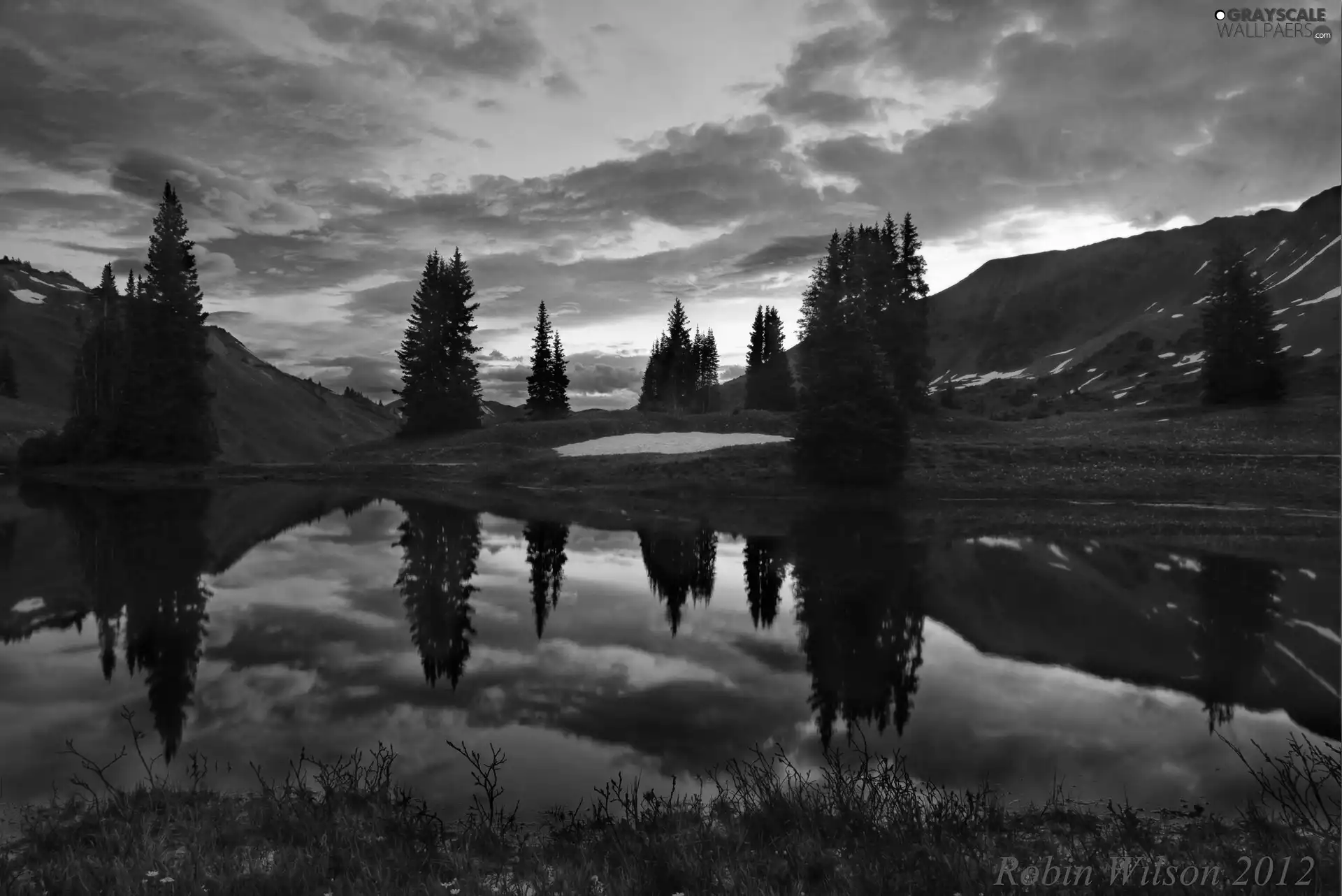 west, Mountains, lake, sun