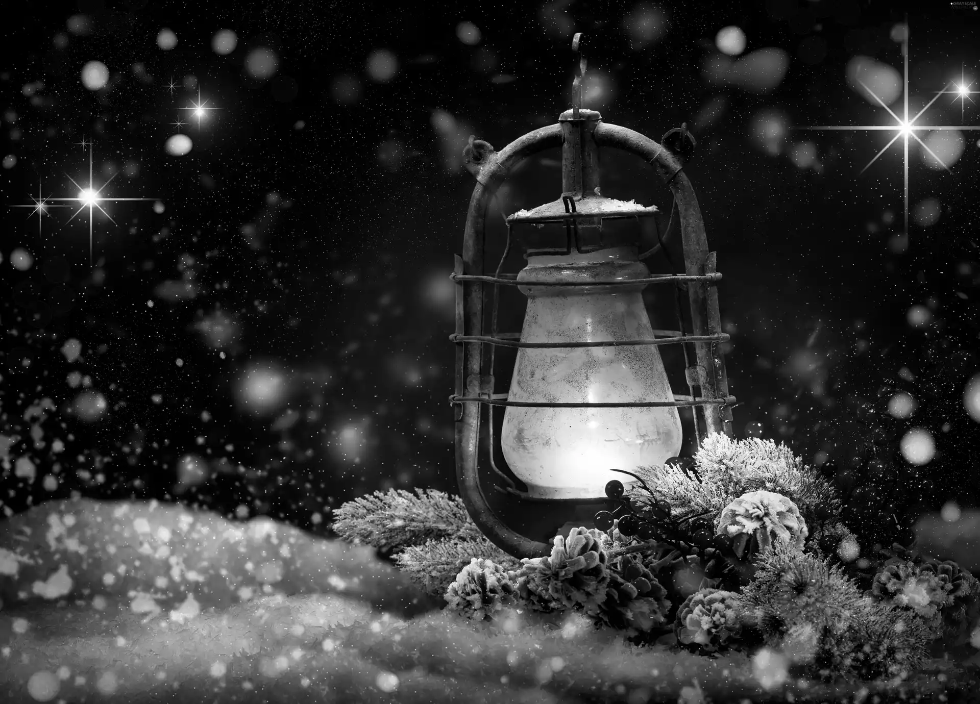 Lamp, cones, decoration, lantern, Christmas