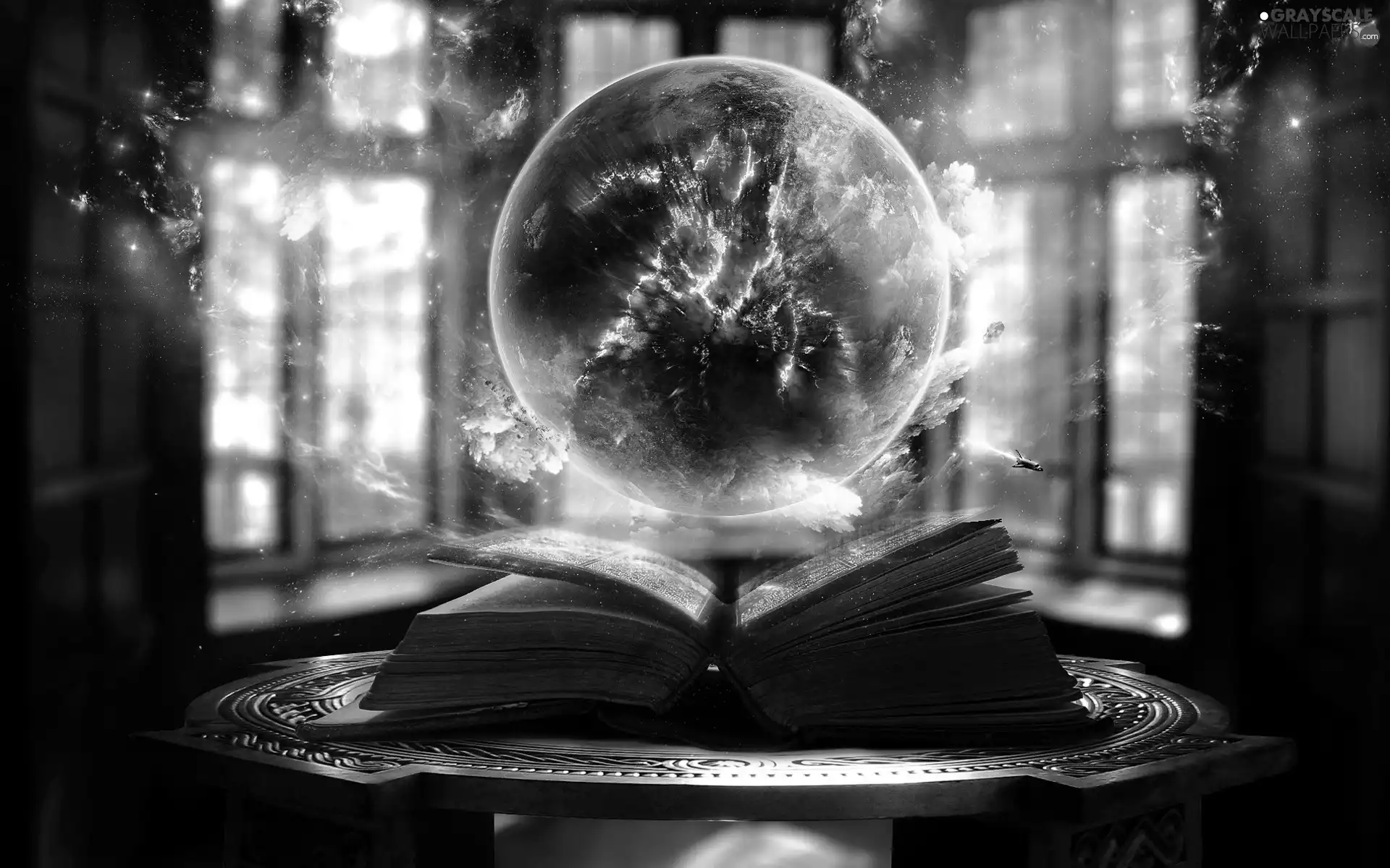 land, Big Fire, Window, Planet, Book