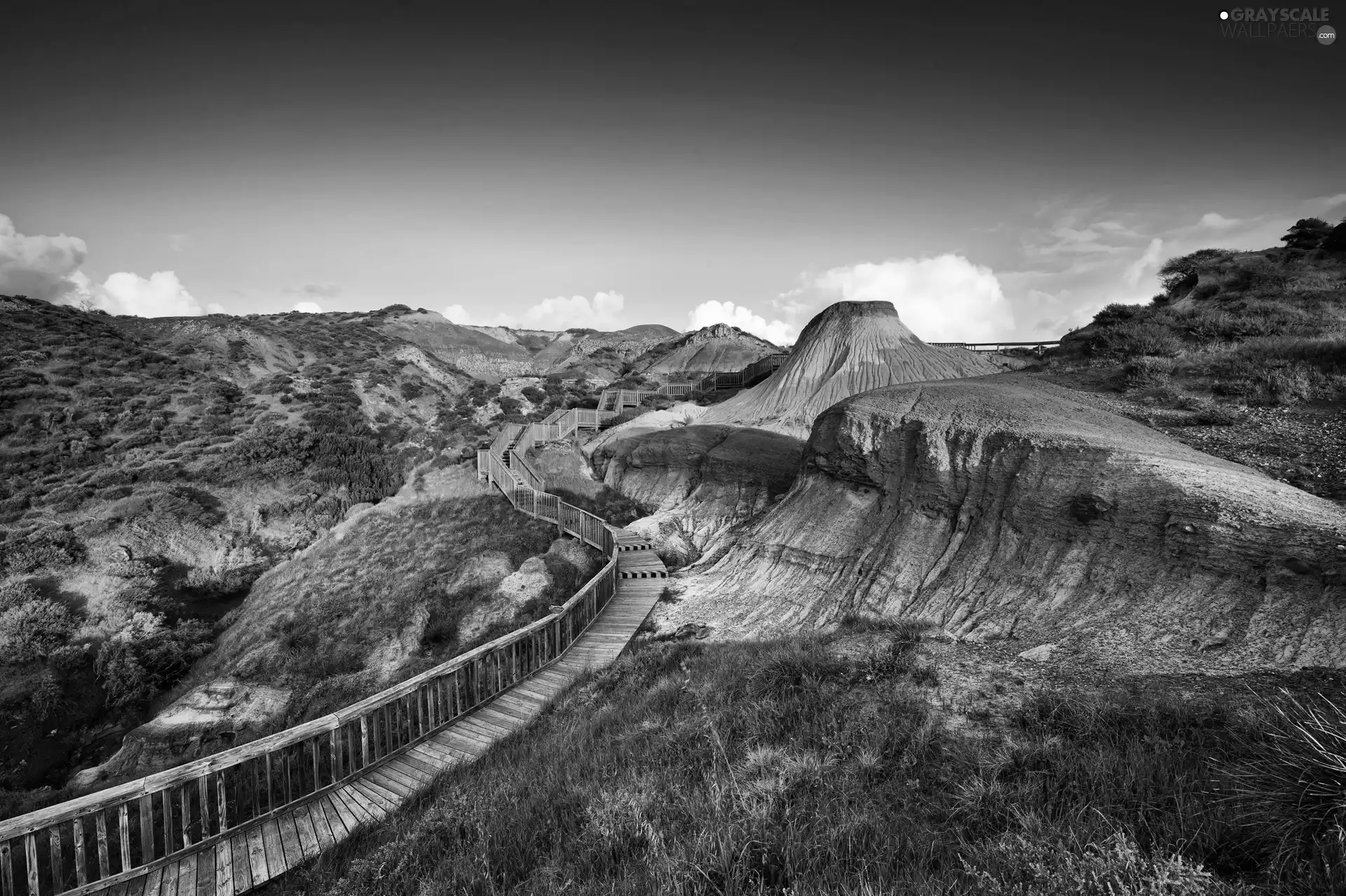 landscape, Mountains, Platform