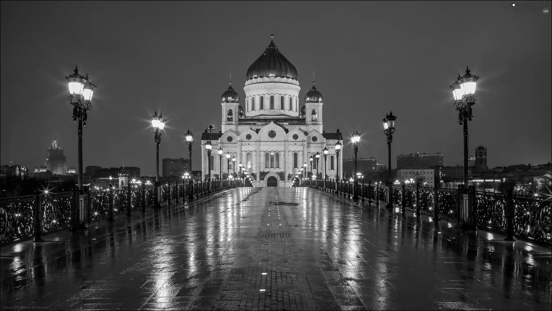 Moscow, Town, lanterns, House, bridge, night