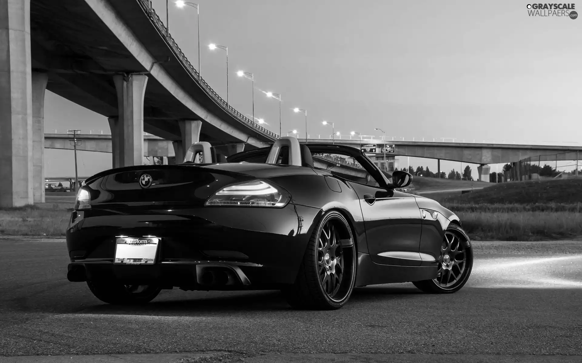 lanterns, roads, BMW, overpass, Black