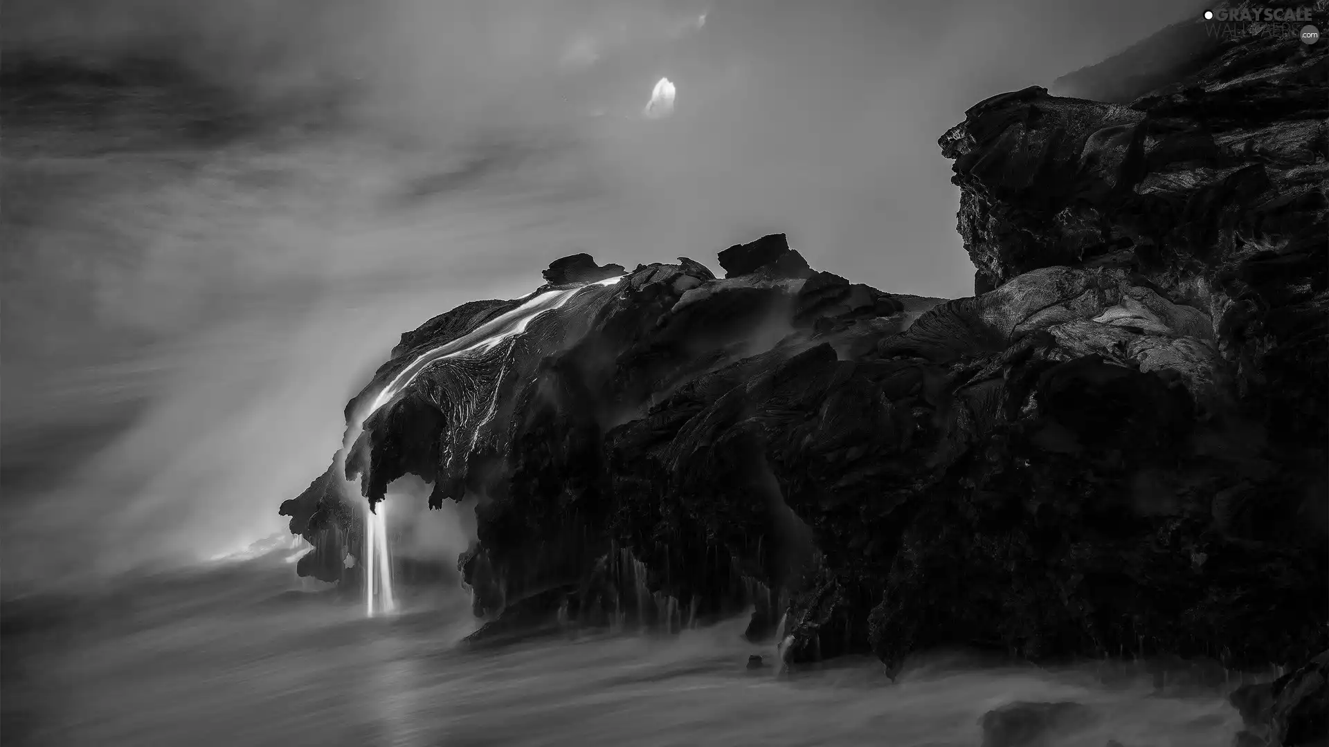 Lava, sea, rocks