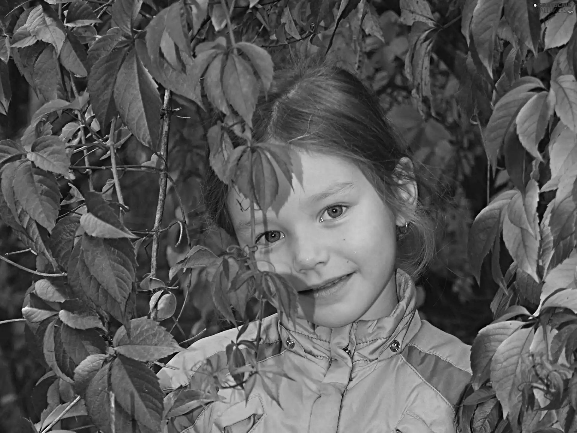 girl, autumn, Leaf, Smile