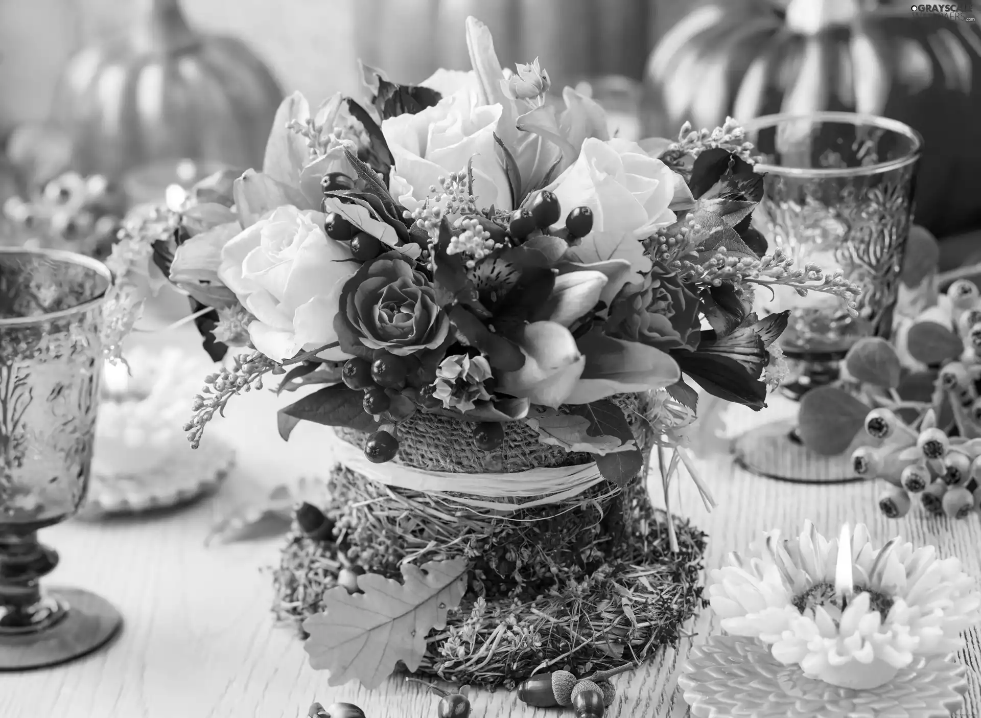 Leaf, pumpkin, bouquet, flowers, Autumn