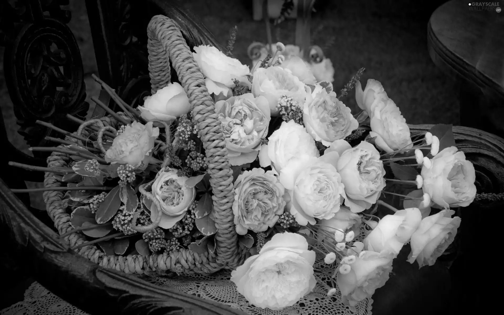 Leaf, basket, roses