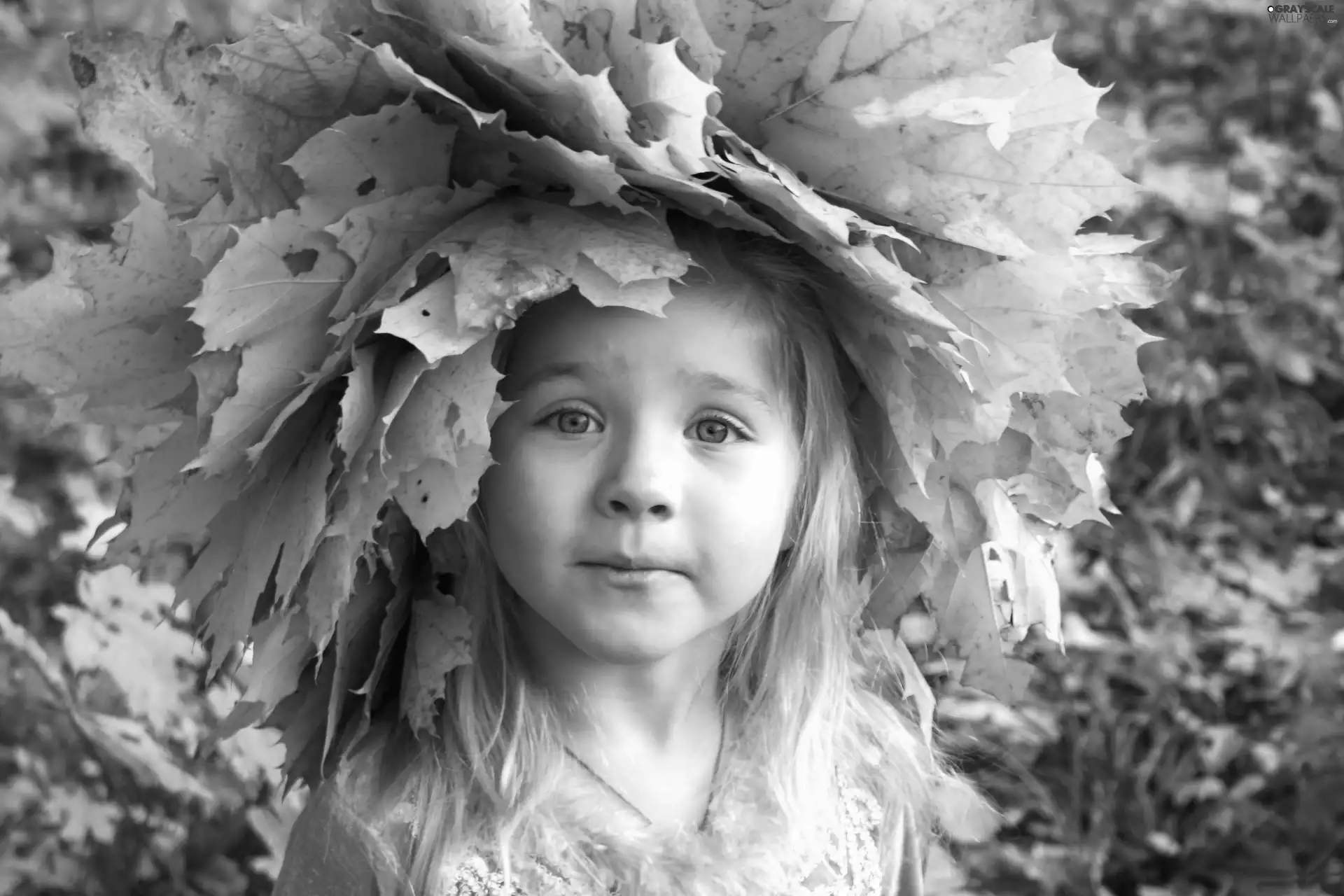 Leaf, girl, wreath