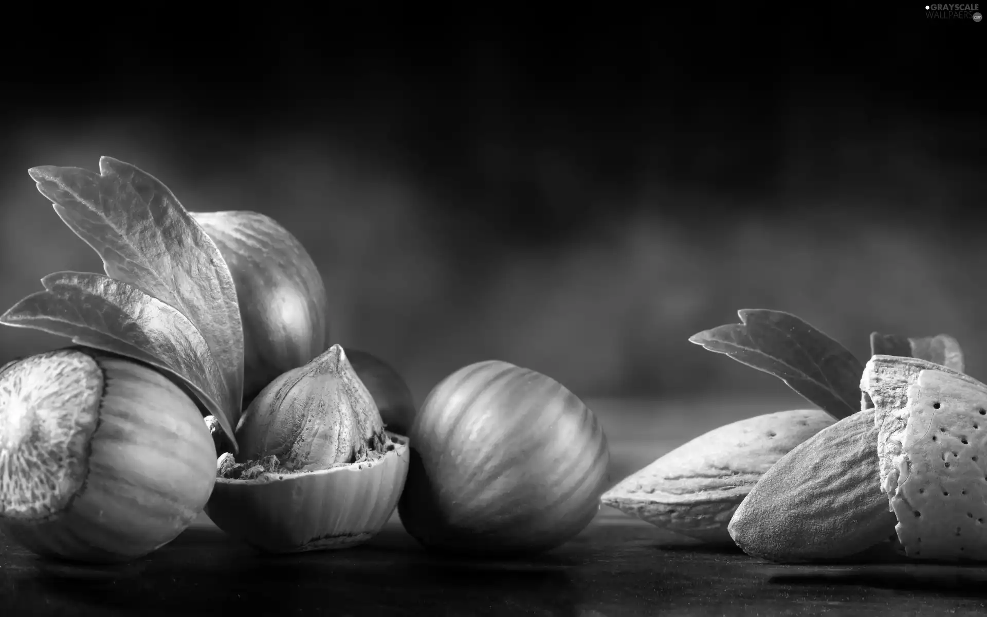 leaves, nuts, almonds