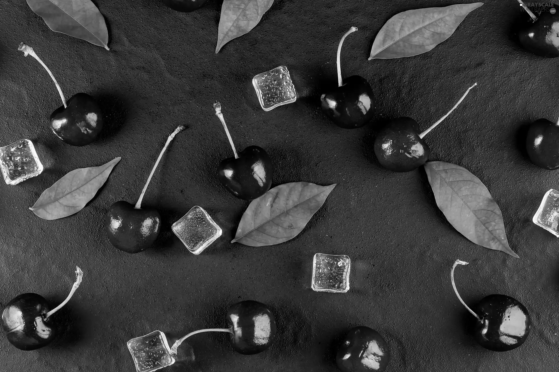 cherries, knuckle, ice, leaves