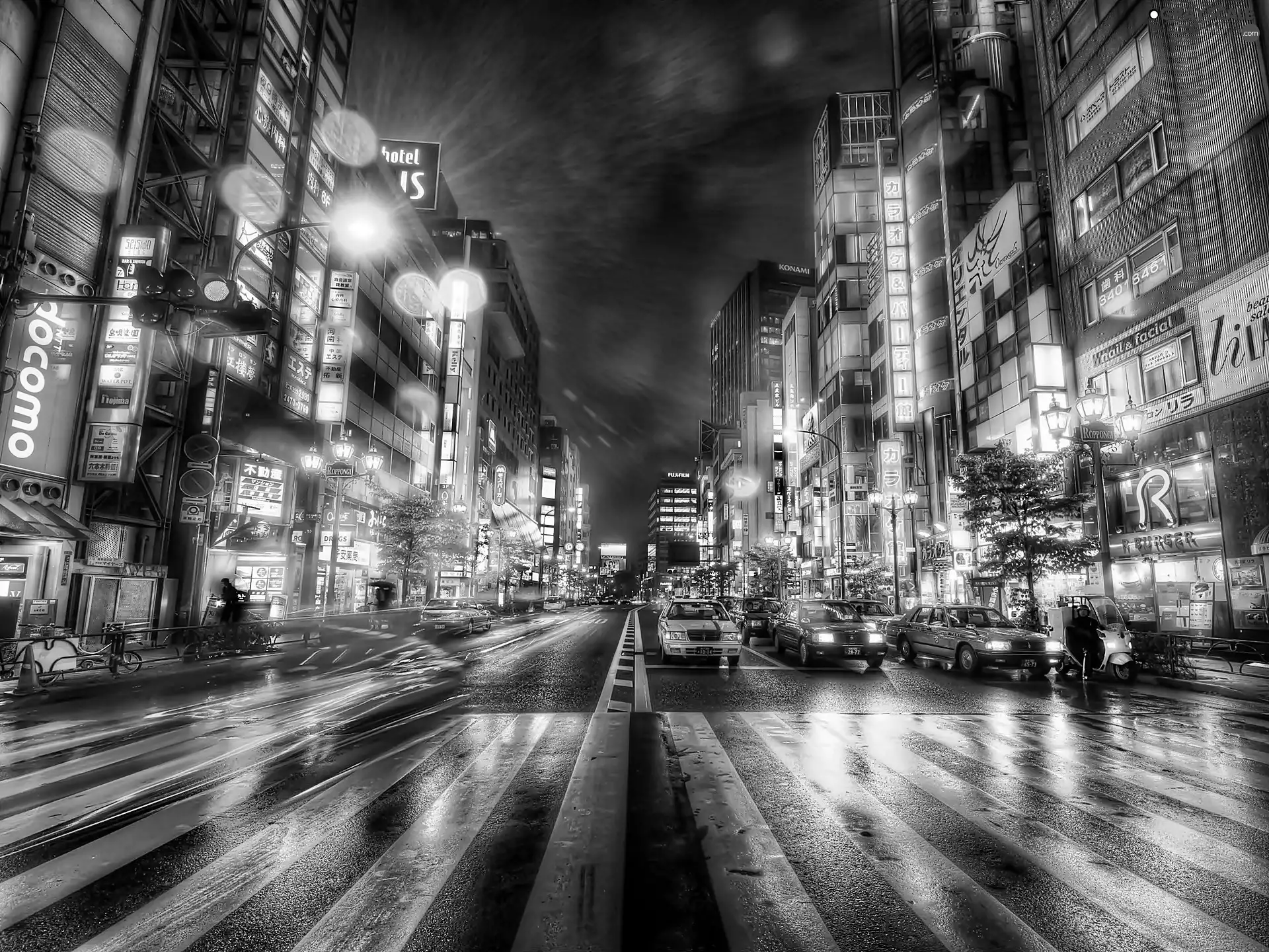 light, advertising, night, Street, Tokio