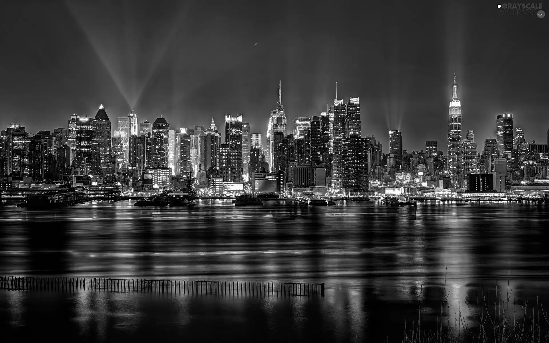 light, New Jersey, Night, River, Town