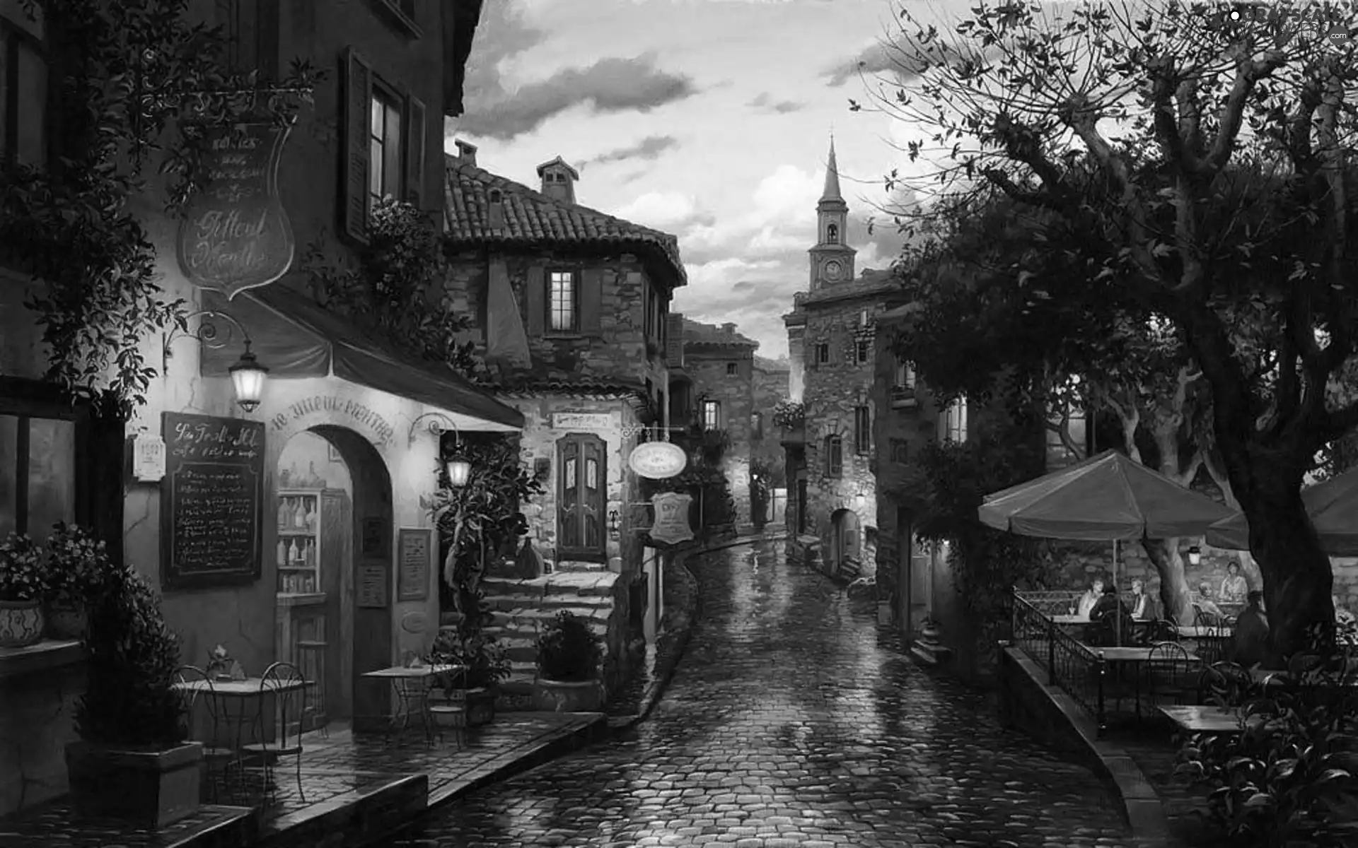 Eugeny Lushpin, painting, light, Houses, Street, picture