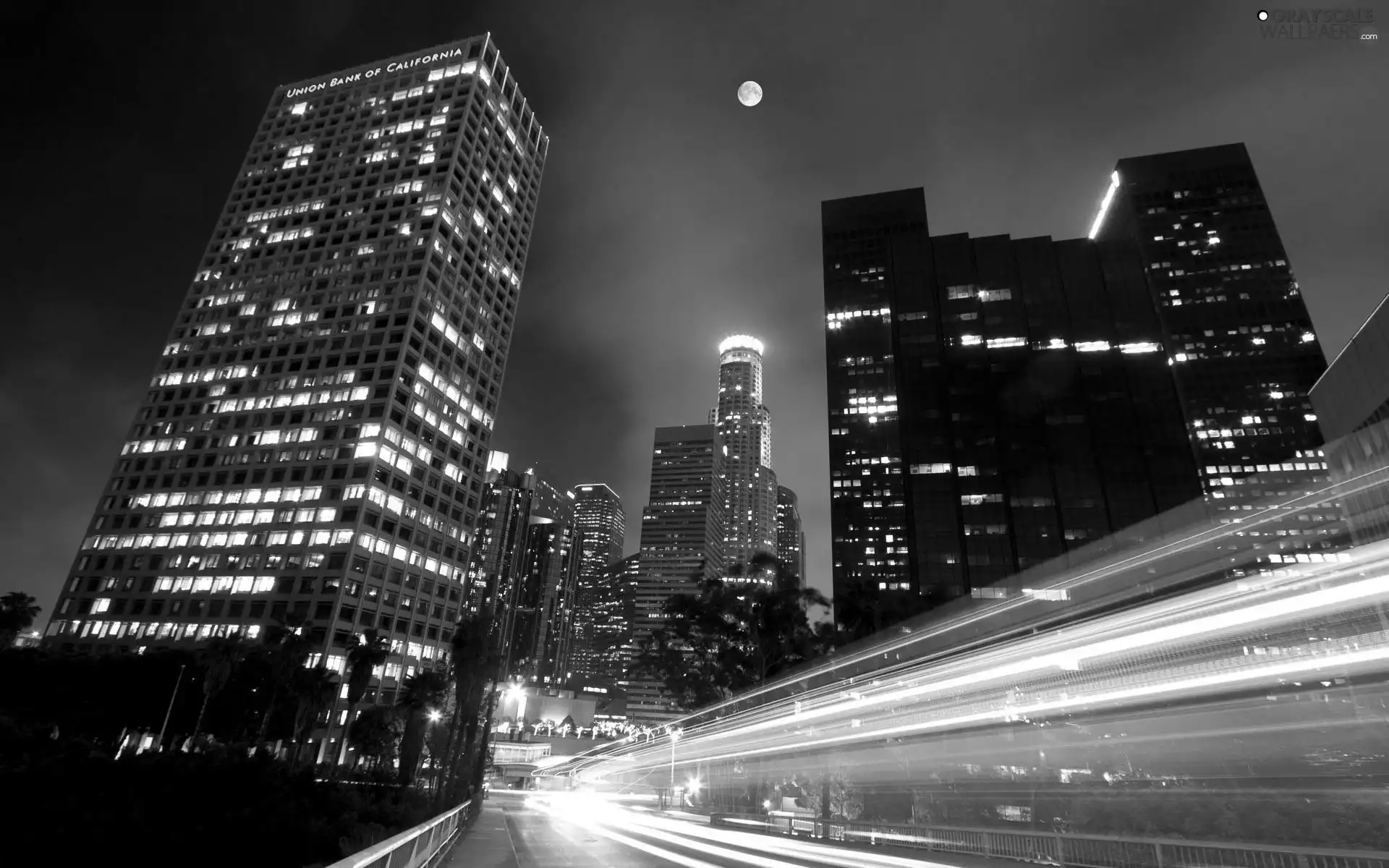 panorama, Night, light, town