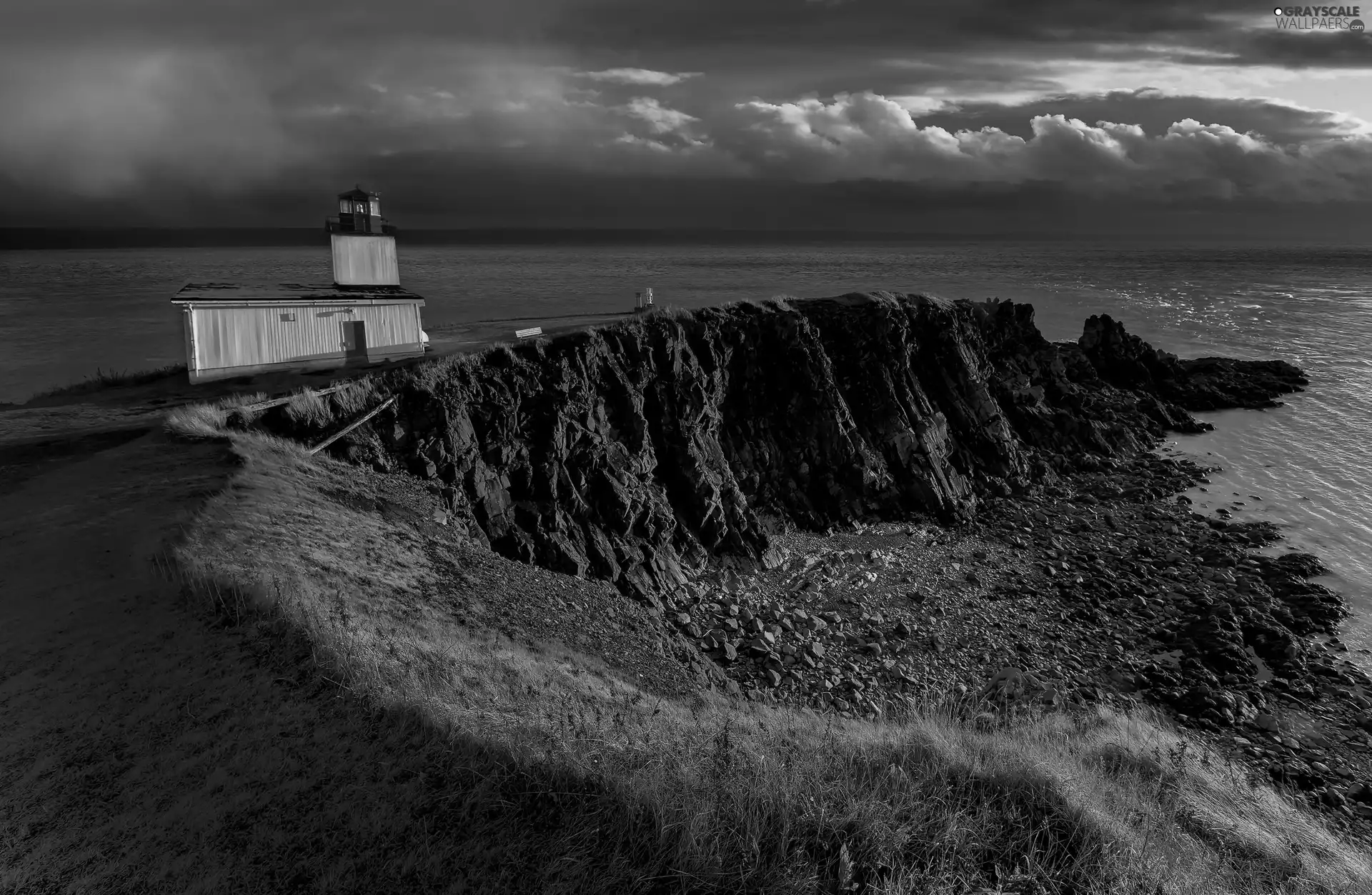 rays, sea, Lighthouse, maritime, sun, cliff