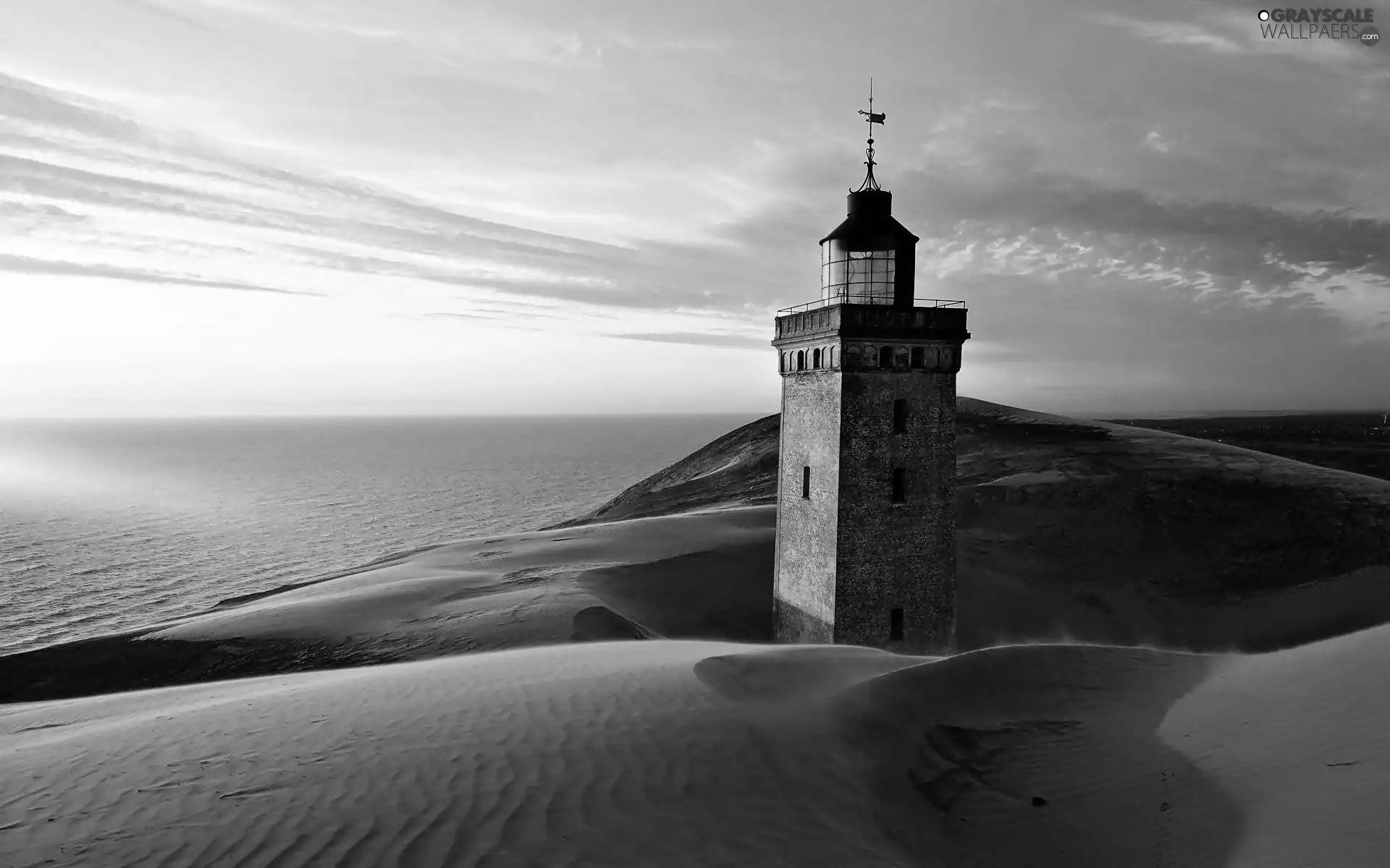 Lighthouse, maritime, sun, Dunes, west