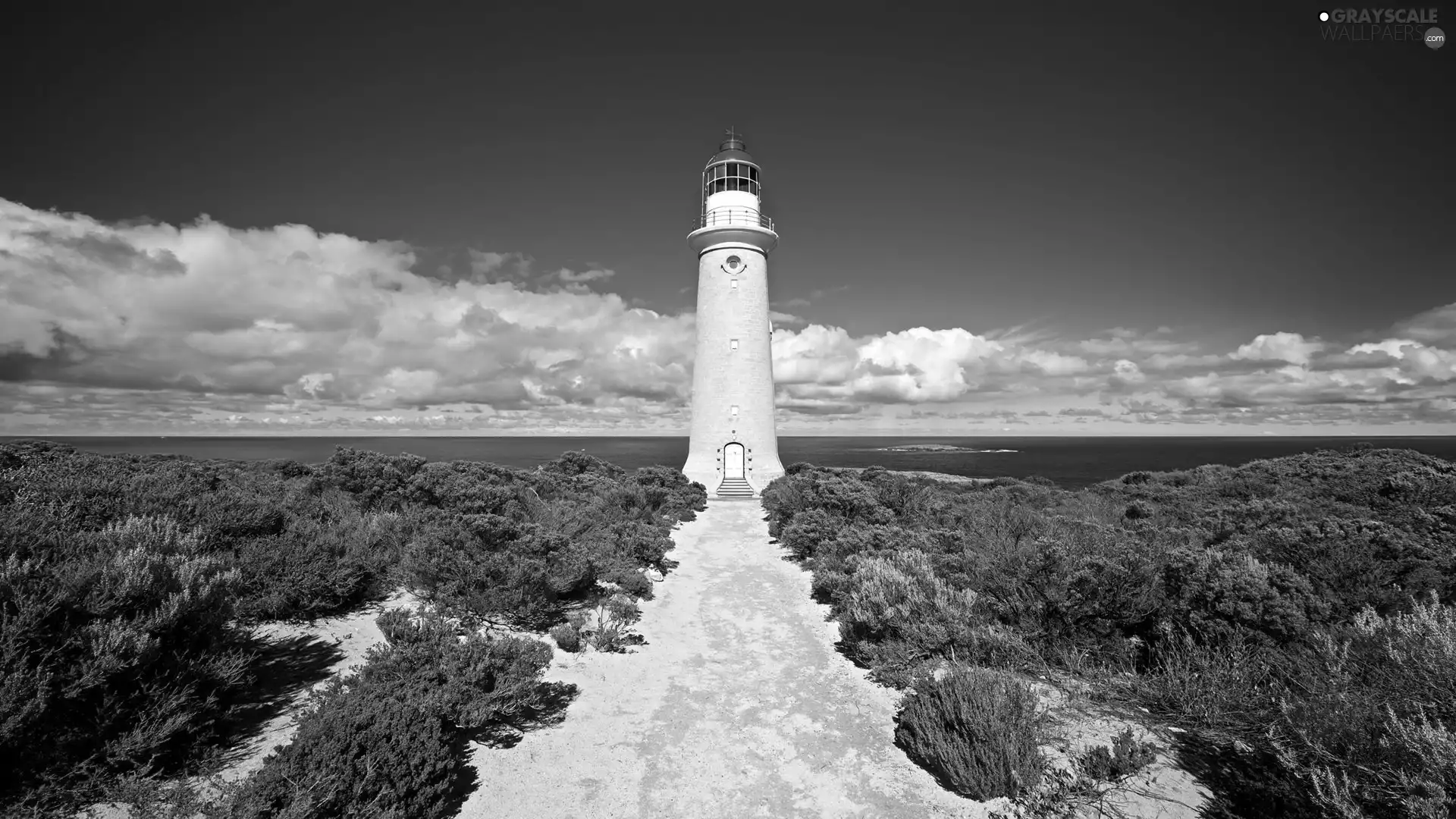 Sky, sea, Lighthouses, clouds