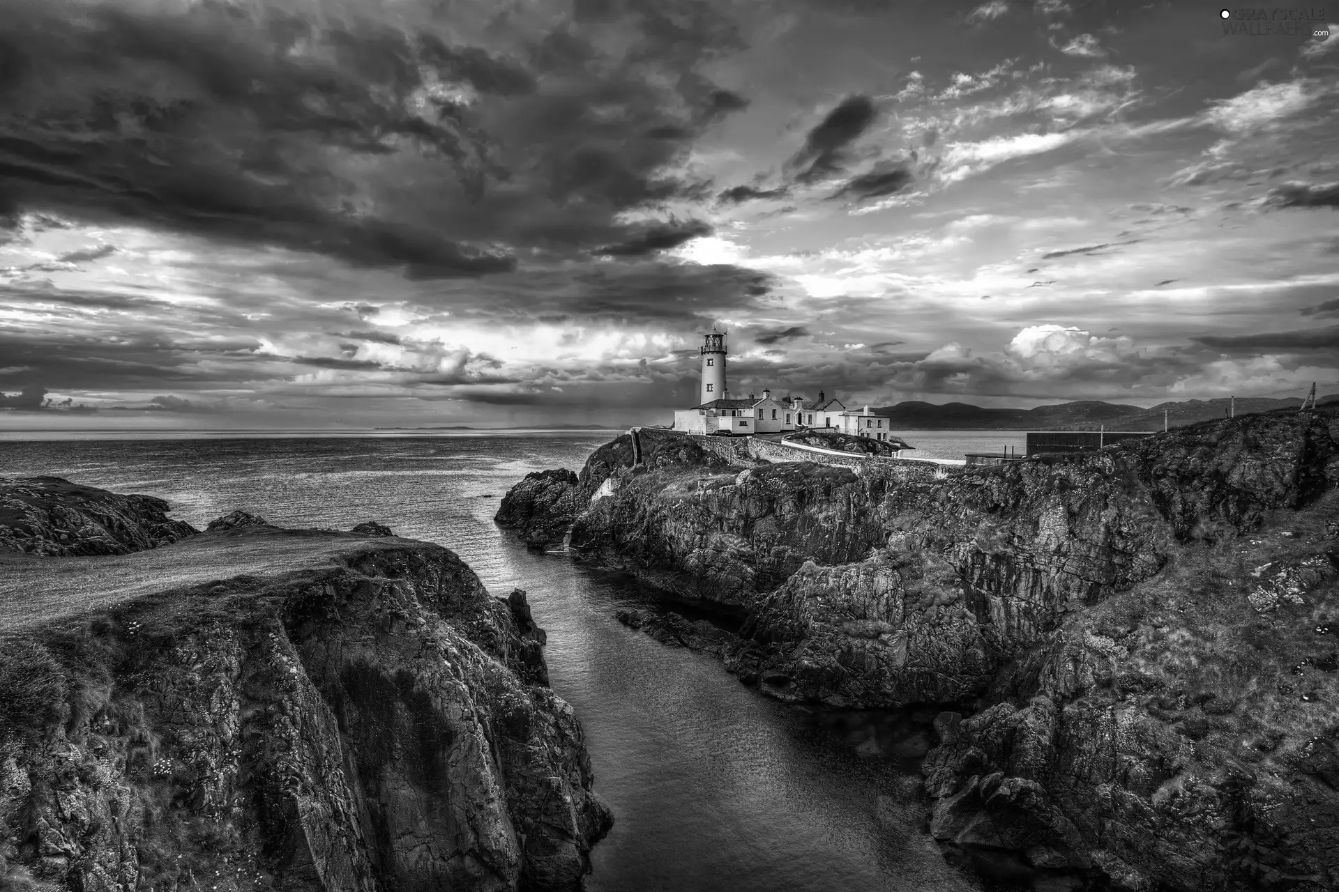 west, sea, Lighthouses, sun