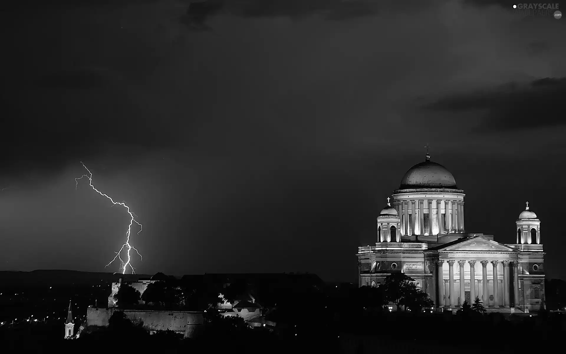 basilica, Hungary, lightning, Esztergom