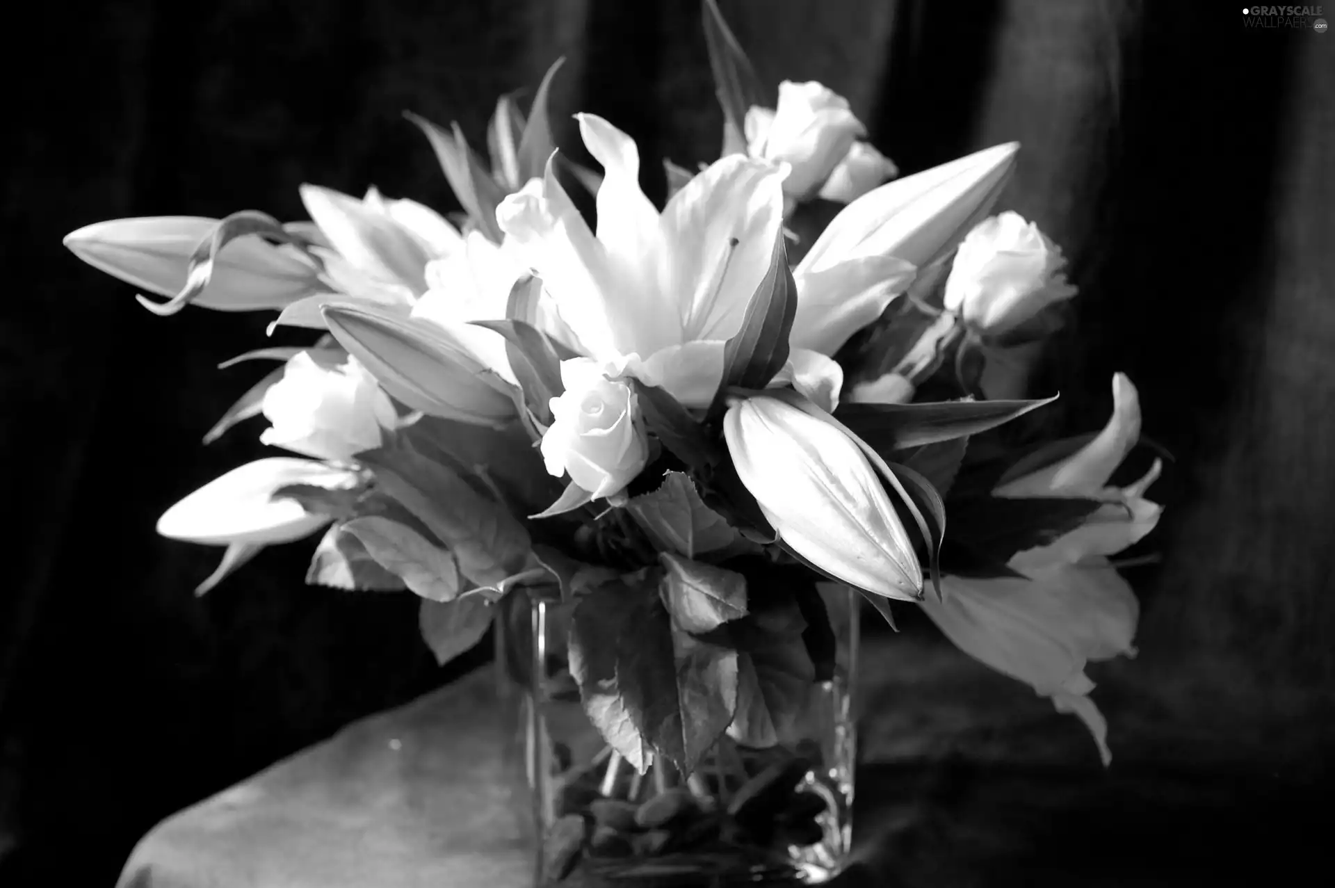 lily, bouquet, rouge