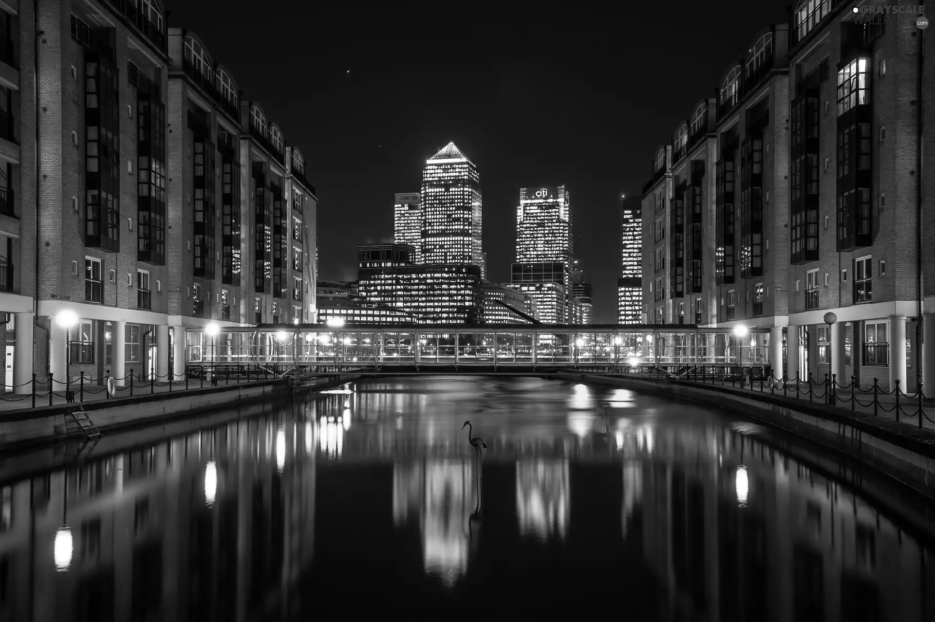 Town, River, London, England, Night, Houses
