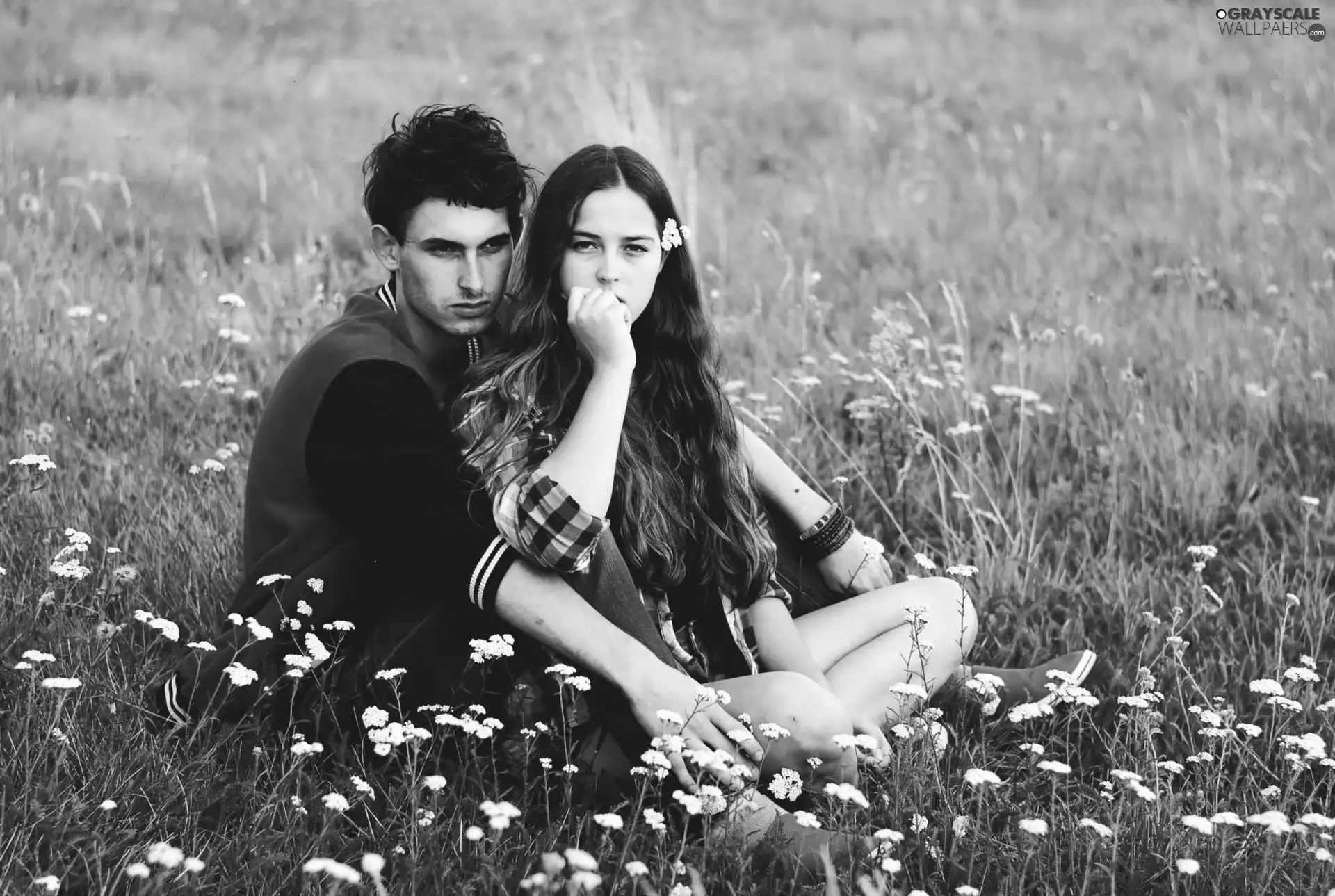 Women, Meadow, Love things, a man