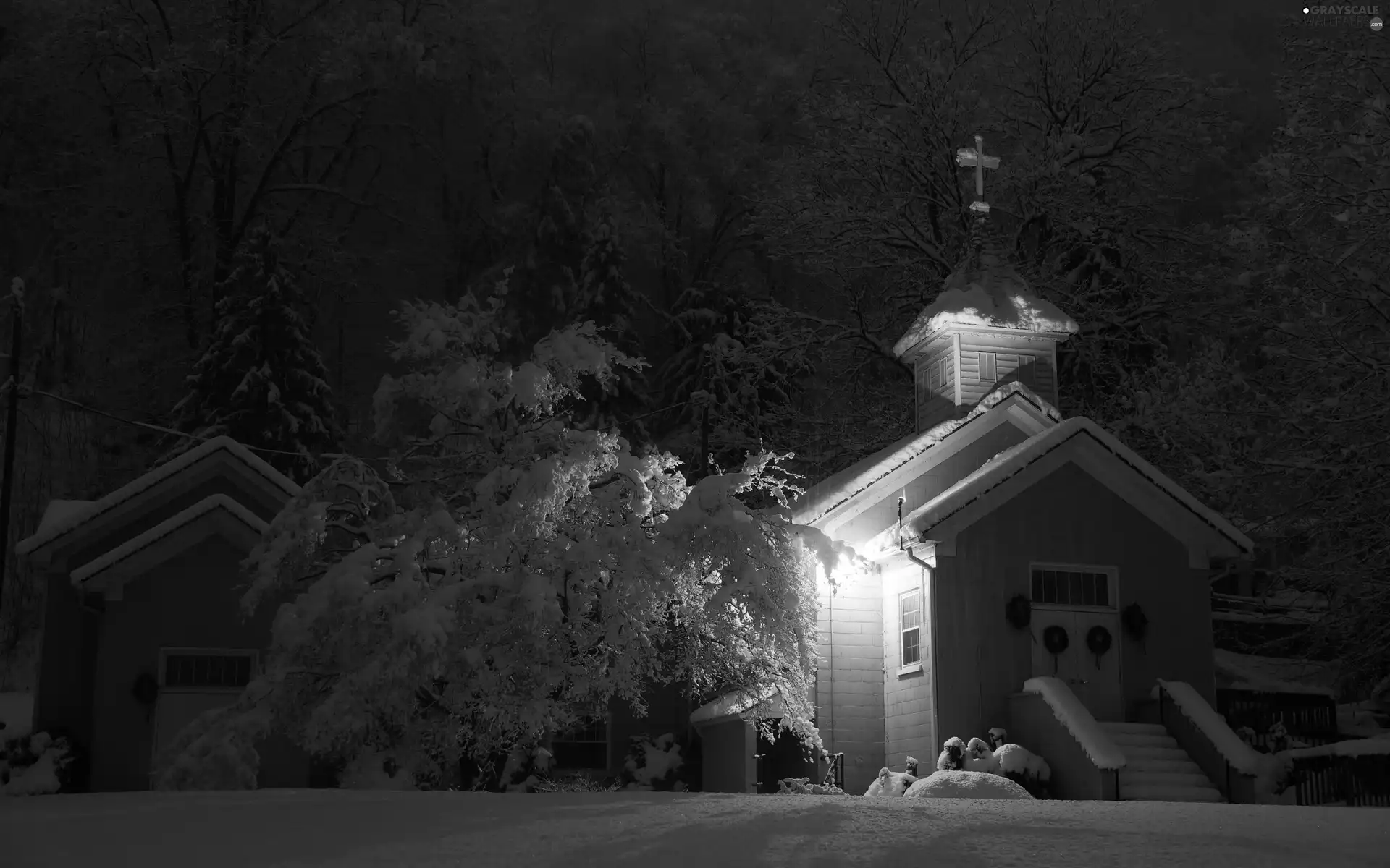 sun, church, luminosity, winter, flash, ligh