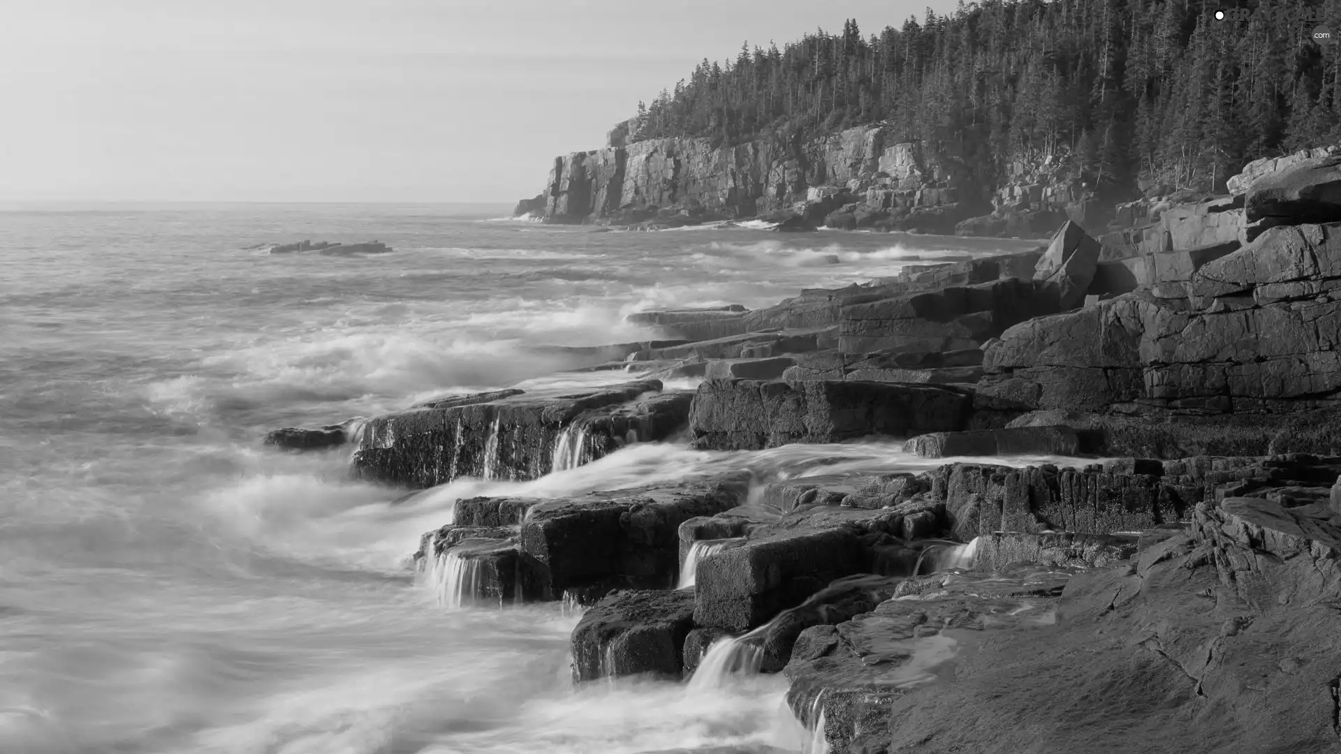 sea, Cliffs, State of Maine, Acadia National Park, The United States