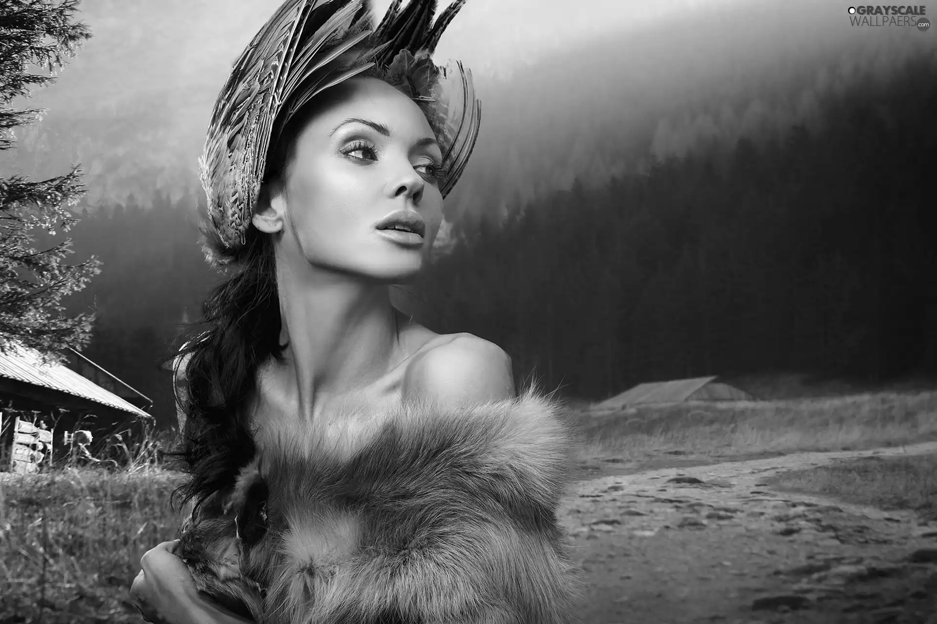 Women, make-up, Fur