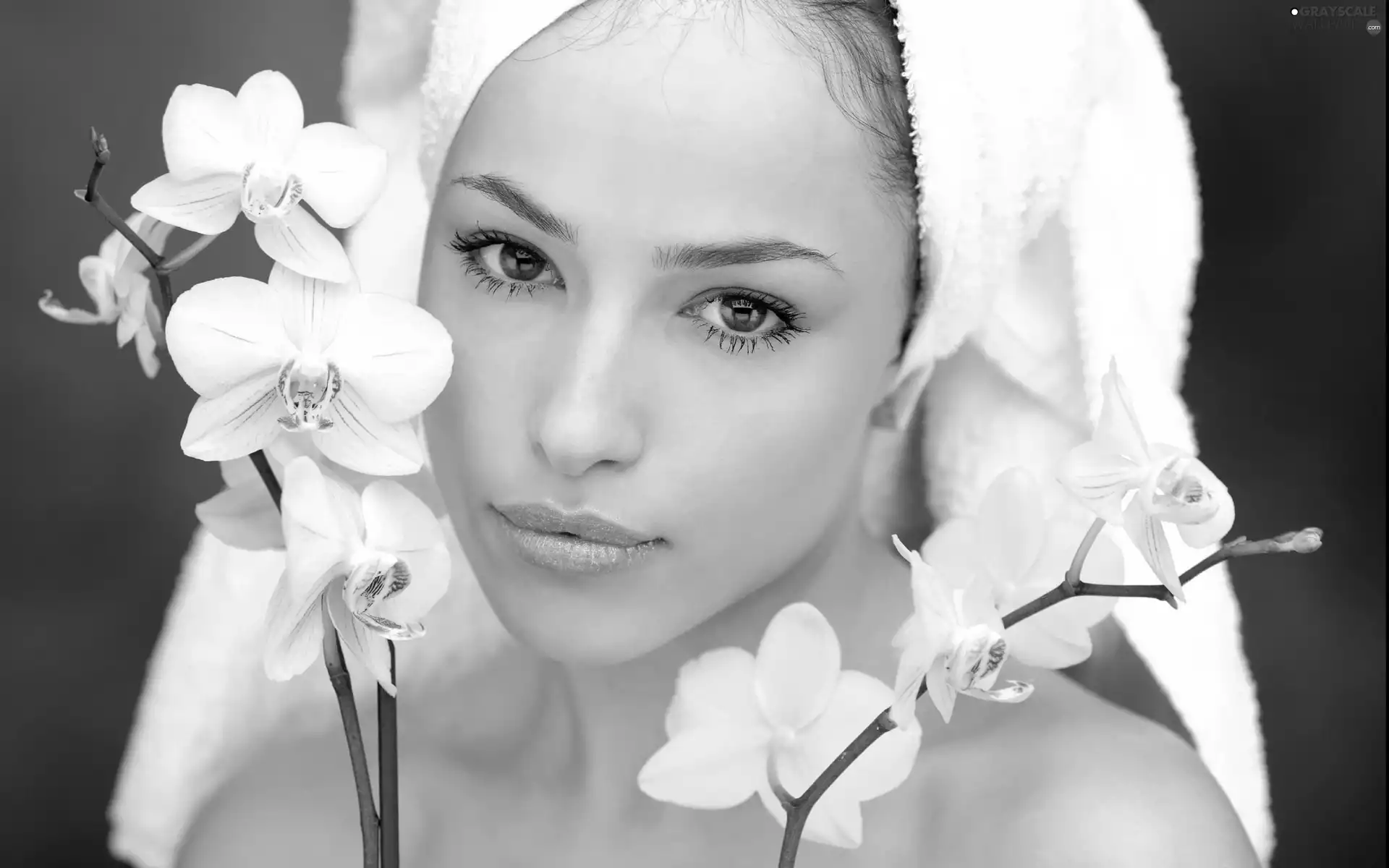 orchids, girl, make-up