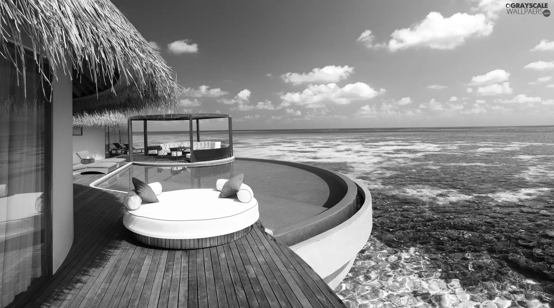 Hotel hall, sea, Maldives, Pool