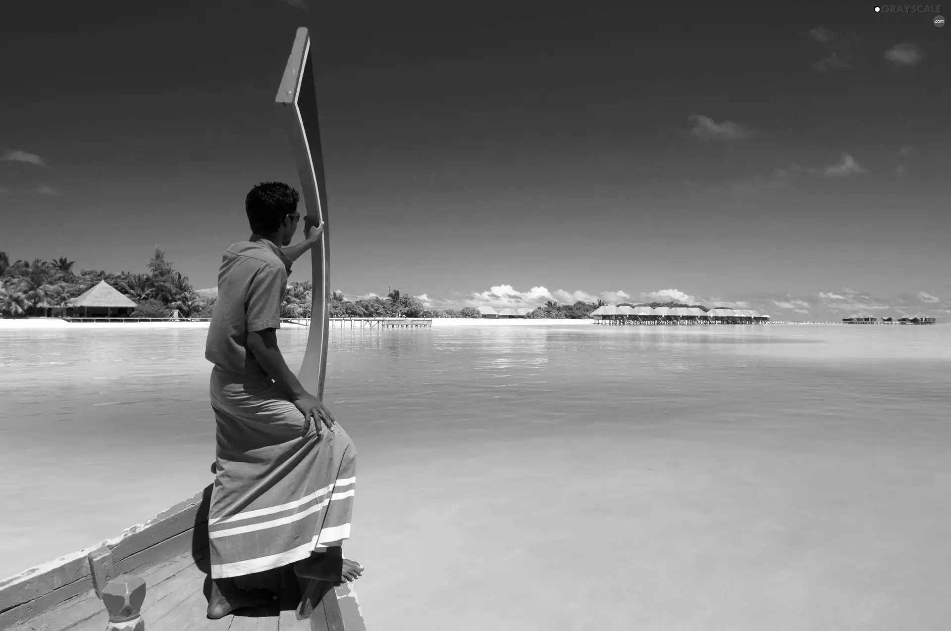 a man, sea, Maldives, Boat