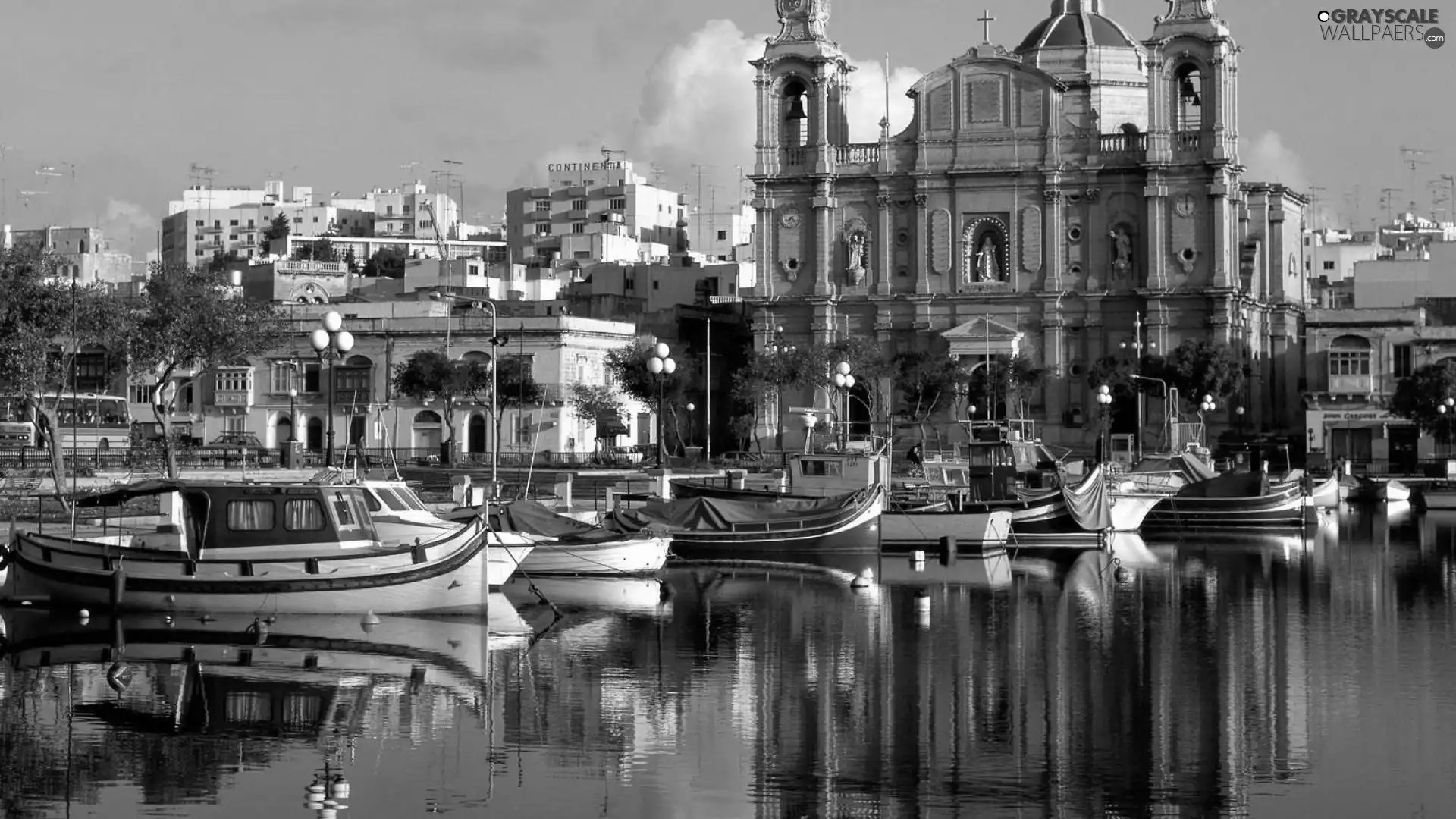 Houses, boats, Malta, port