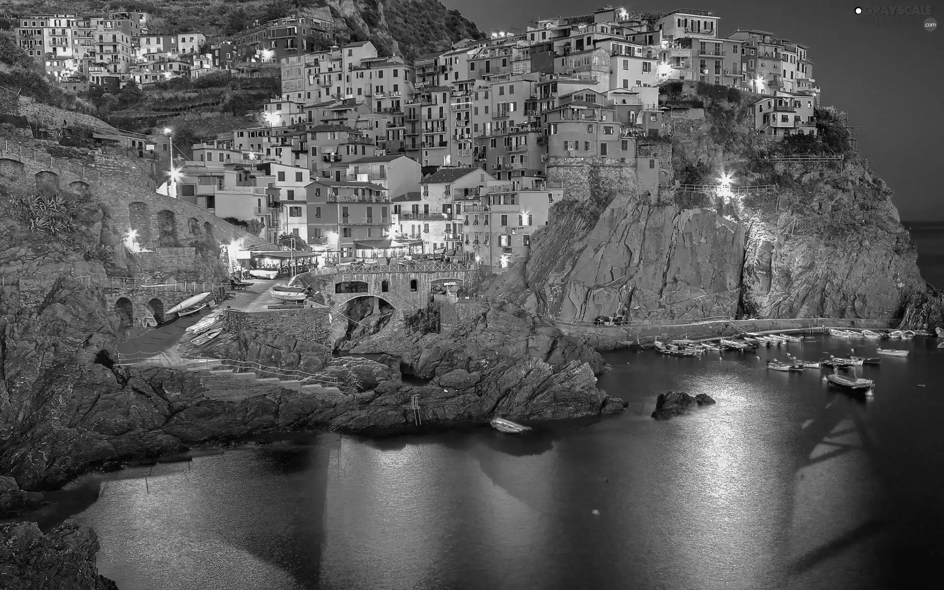 Town, Gulf, Italy, Boats, Coast, Manarola, Dusk