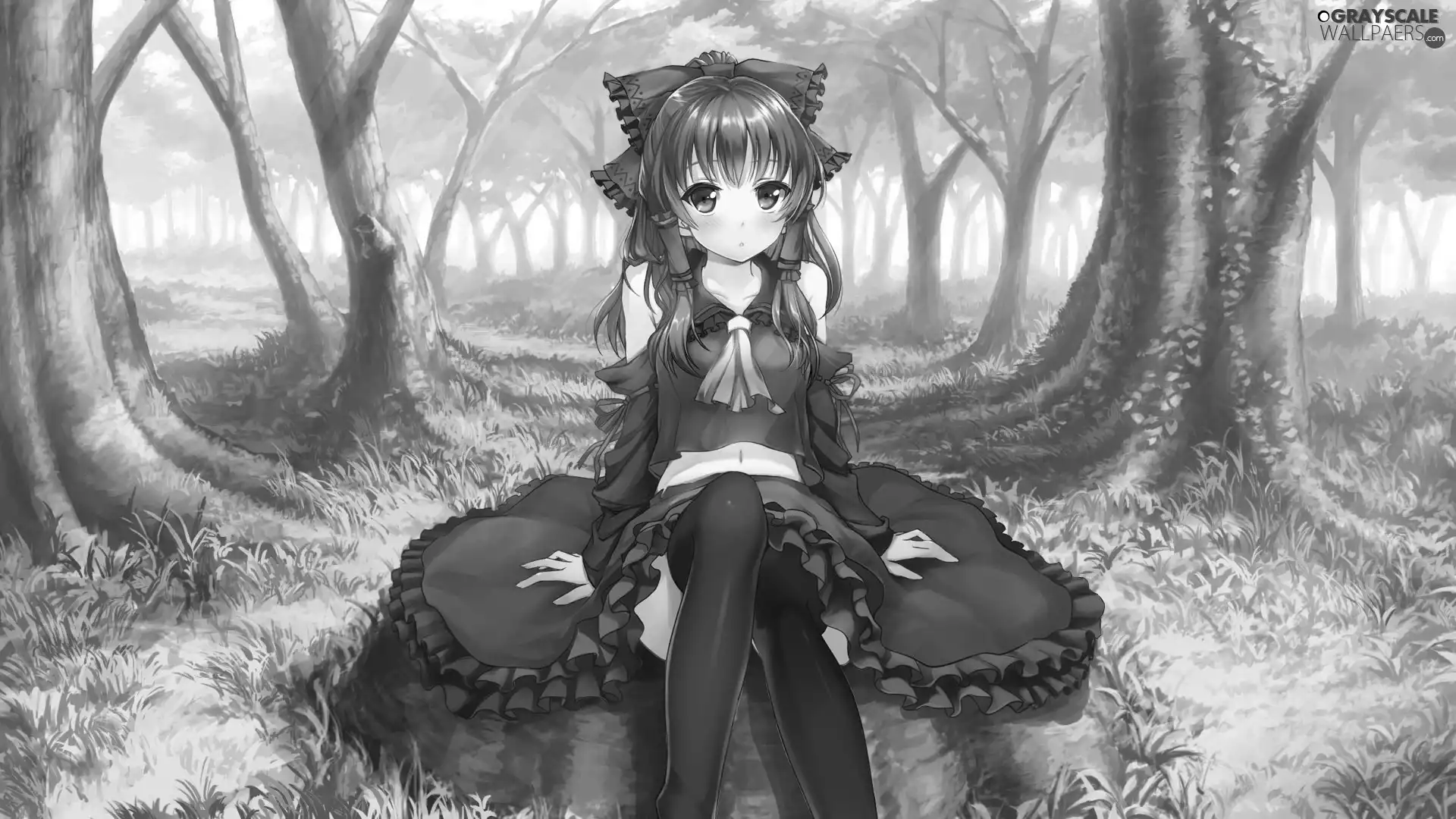 Manga, girl, fantasy, 2D Graphics, Anime, forest