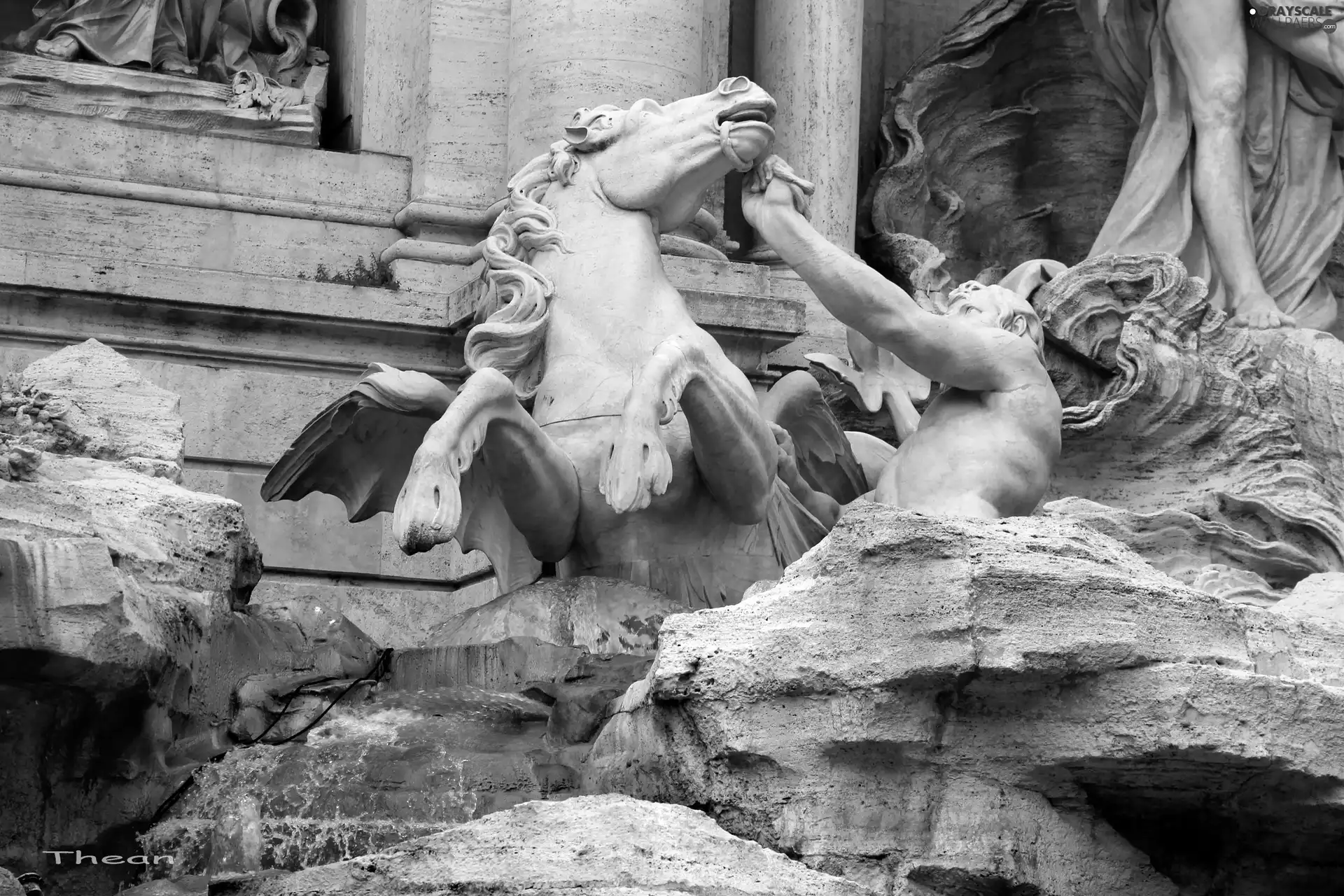 di trevi, statues, marble, Rome
