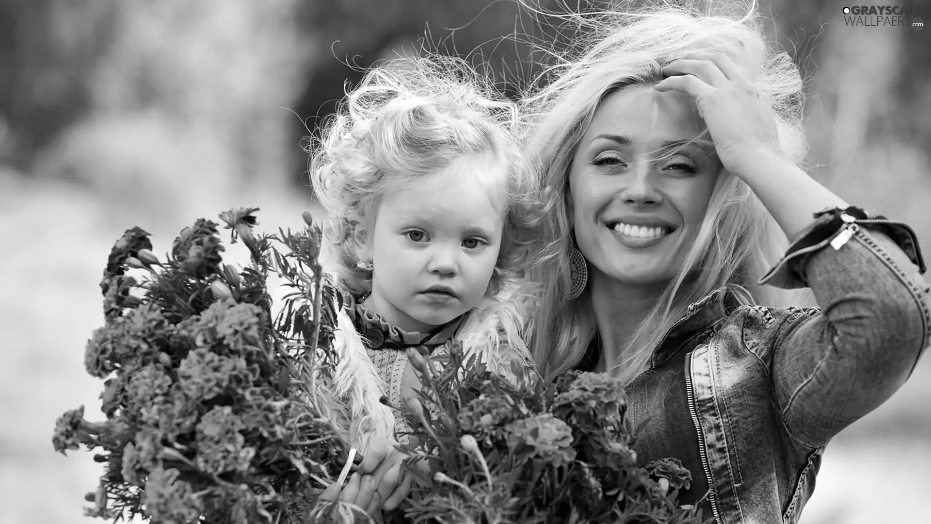 Women, armful, marigolds, girl
