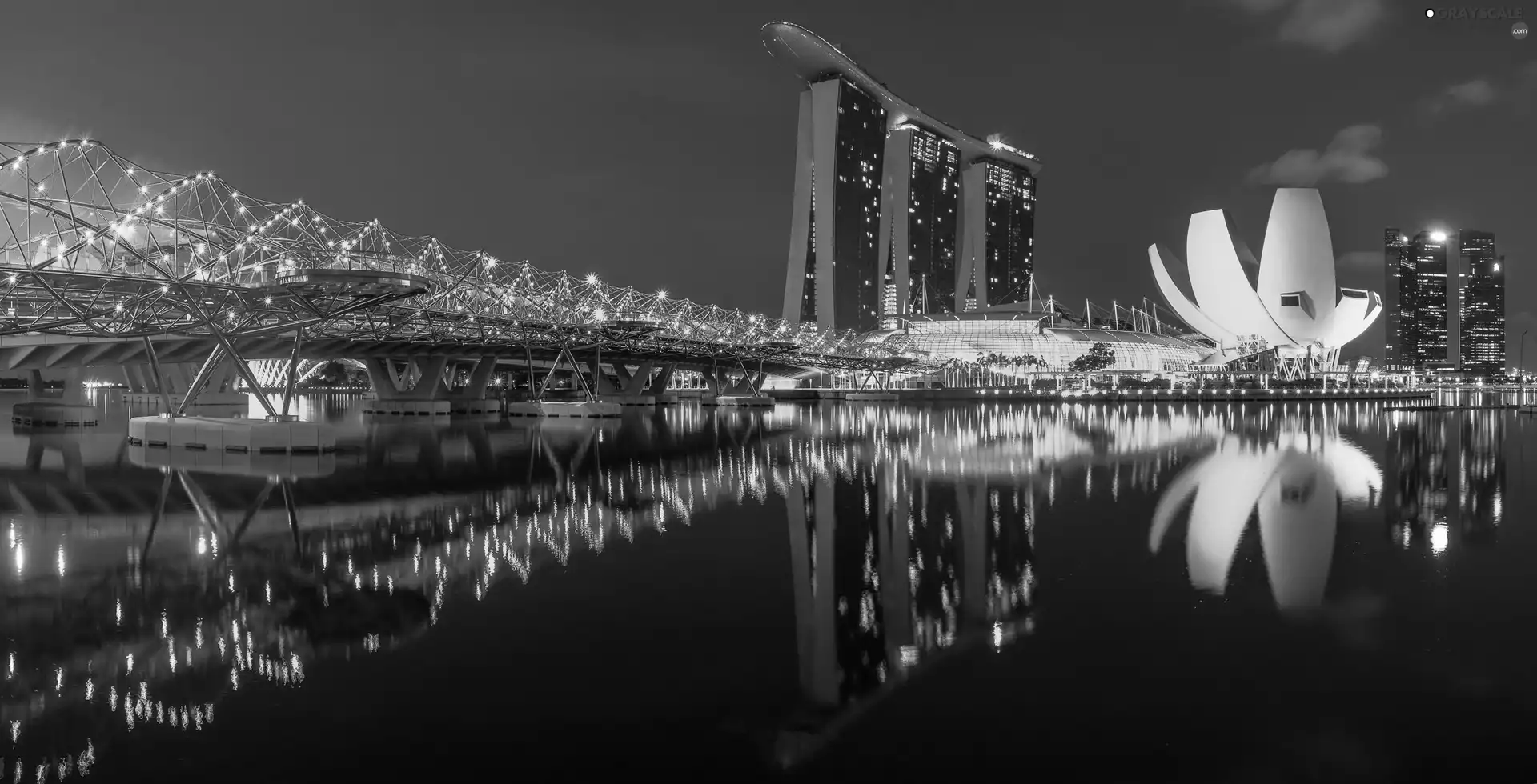 Singapur, Night, Marina Bay Sands, bridge