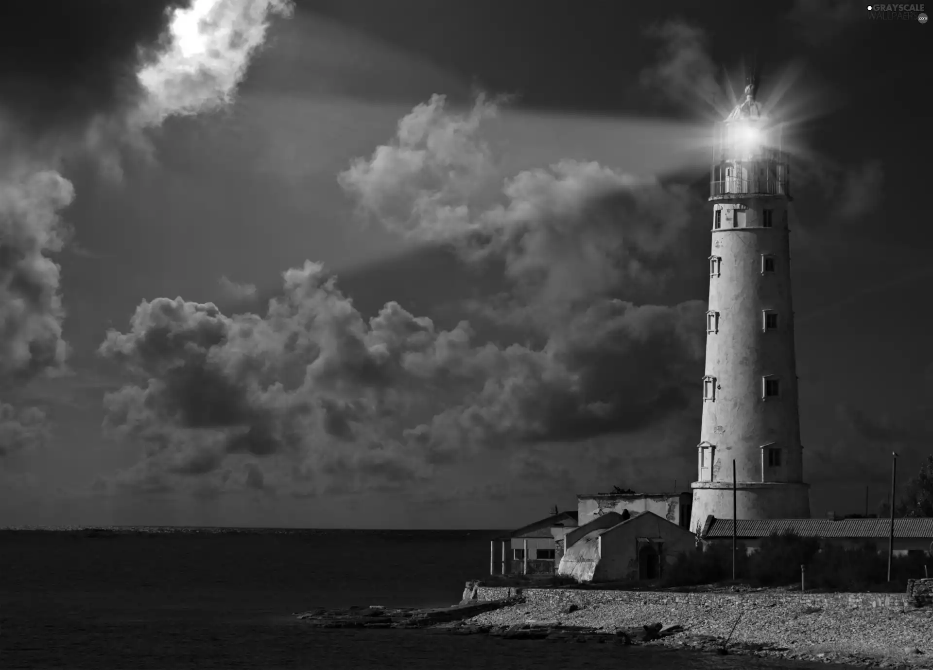 Lighthouse, maritime, luminosity, ligh, flash, sea, clouds, sun