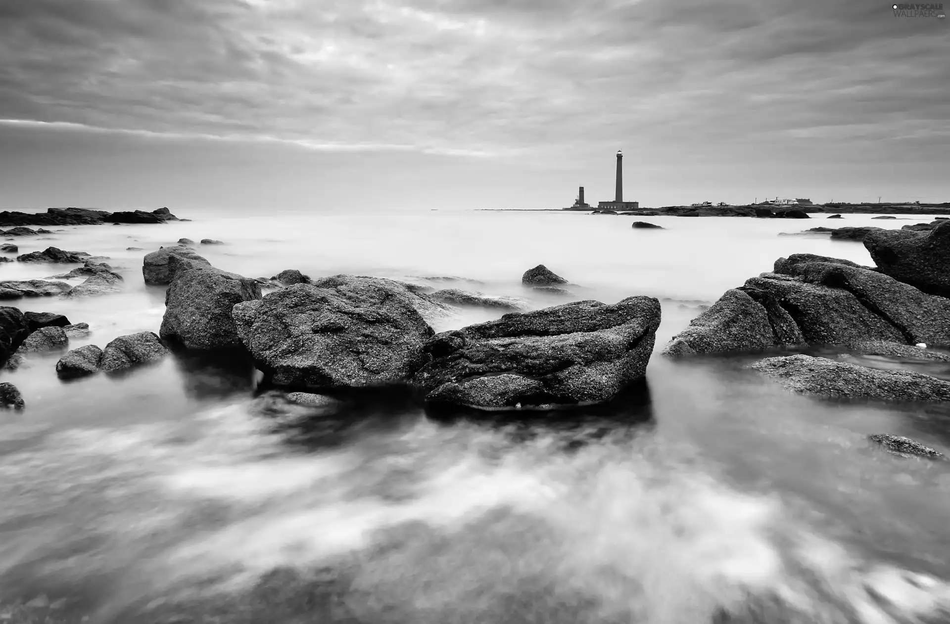 sea, Lighthouse, maritime, Stones