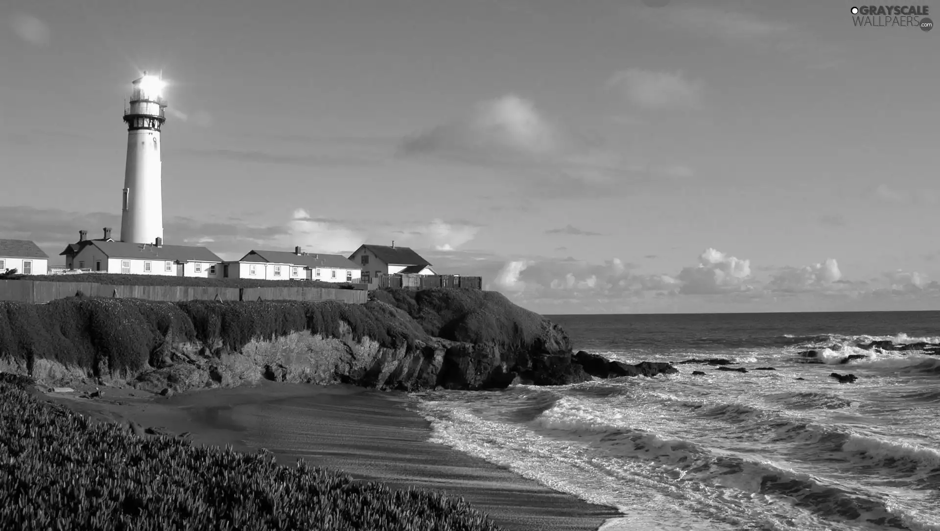 sea, Lighthouse, maritime, Waves